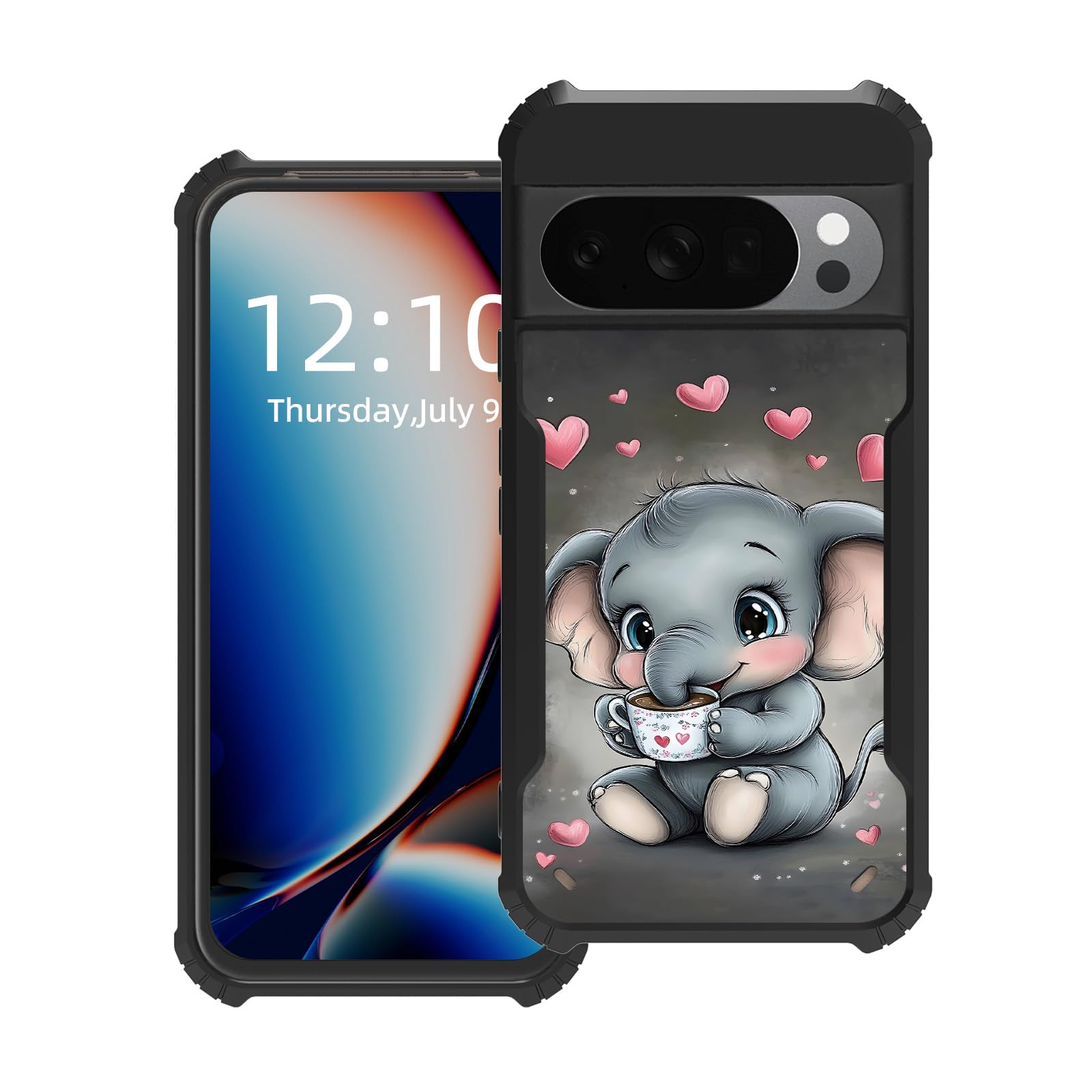 for Google Pixel 10 Pro XL Case Soft TPU with Acrylic Back, Baby Elephant Full-Body Drop Proof Phone Case for Google Pixel 10 Pro XL, Shockproof Protective Cover for Man Woman