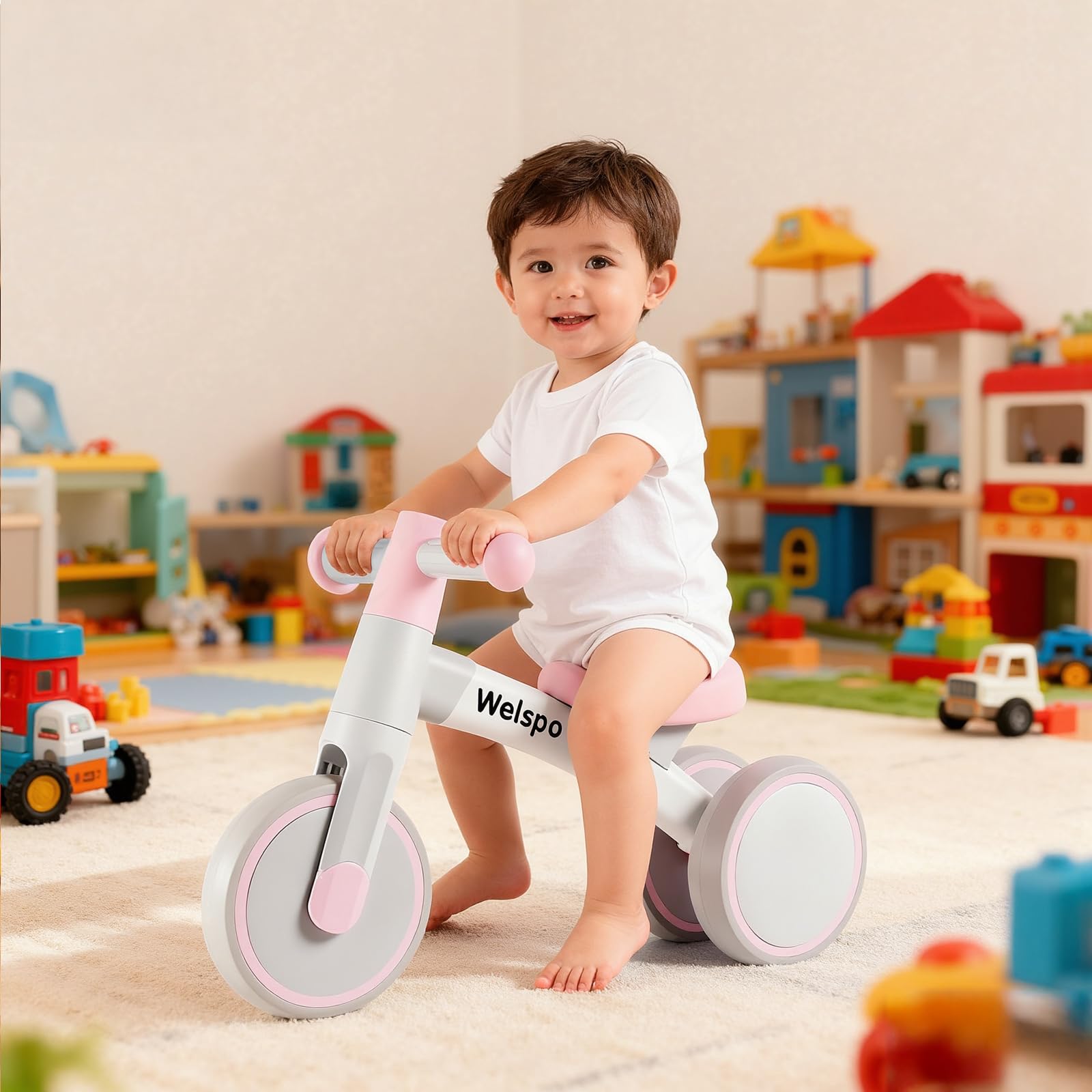 welspo Bicicleta de Equilibrio, Bicicleta Segura para Niños a Partir de 1 año, Bicicleta Bonita Resistente para Niños, Cómoda y Ligera para niños niñas como Regalo y Juguete