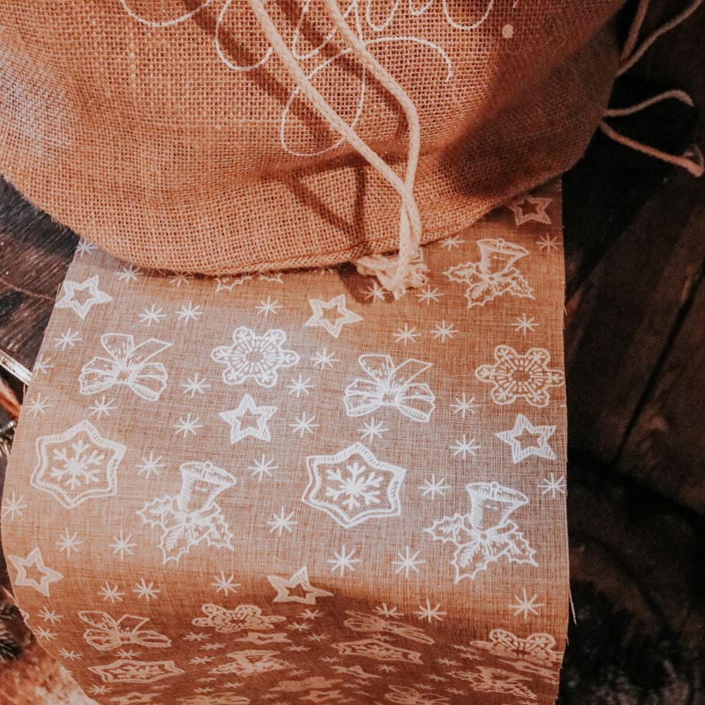 Luck And Luck Christmas Under The Snow Table Runner, Rustic Hessian Festive Table Runner, Christmas Party Table Runner, Home Decoration 28Cm X 3M