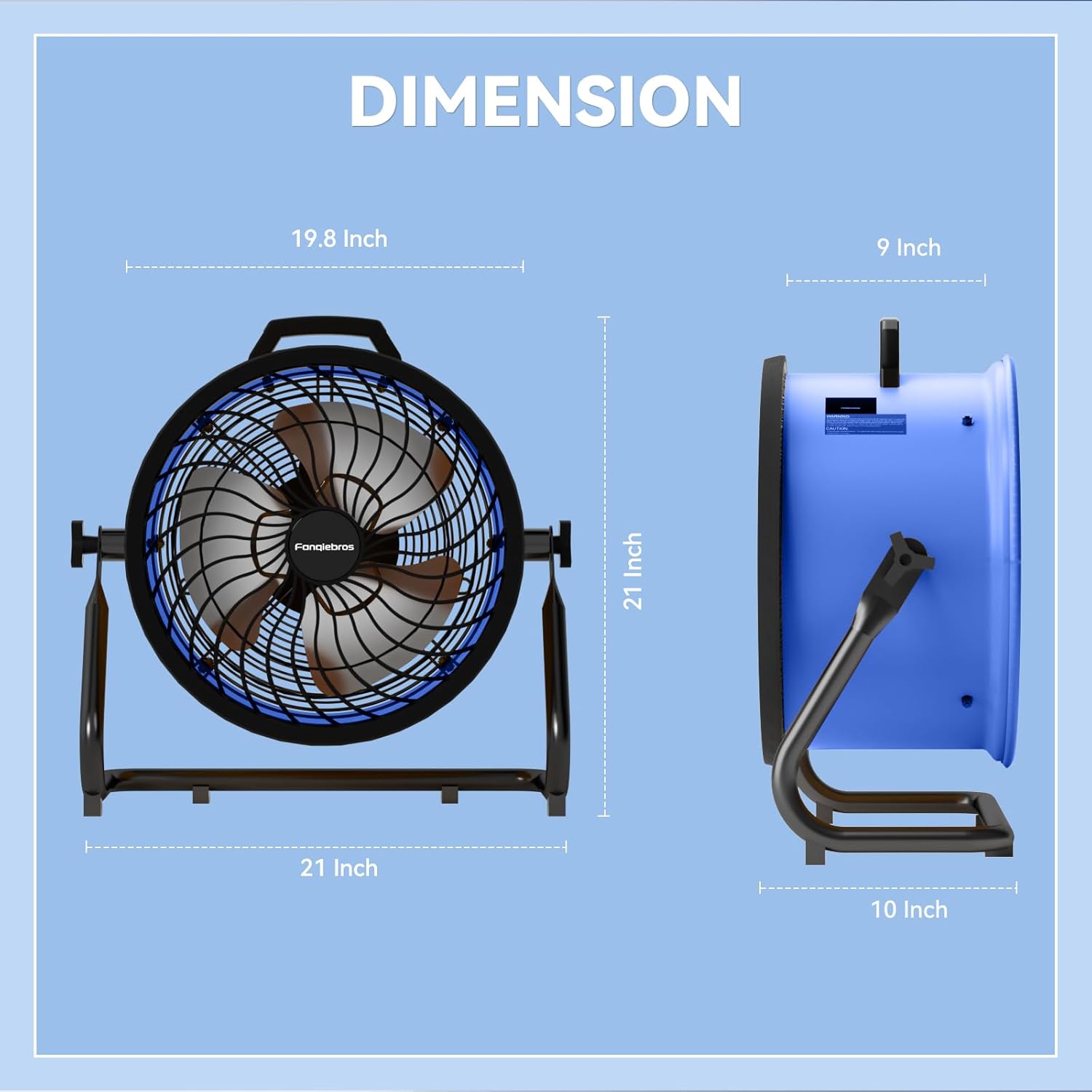 16 Inch High Velocity Industrial Floor Fan, 3000 CFM Heavy Duty Metal Shop Fan, 3 Speeds, 360° Tilt & Wall Mountable, Portable Air Circulator for Garage Workshop Warehouse Gym - UL Listed