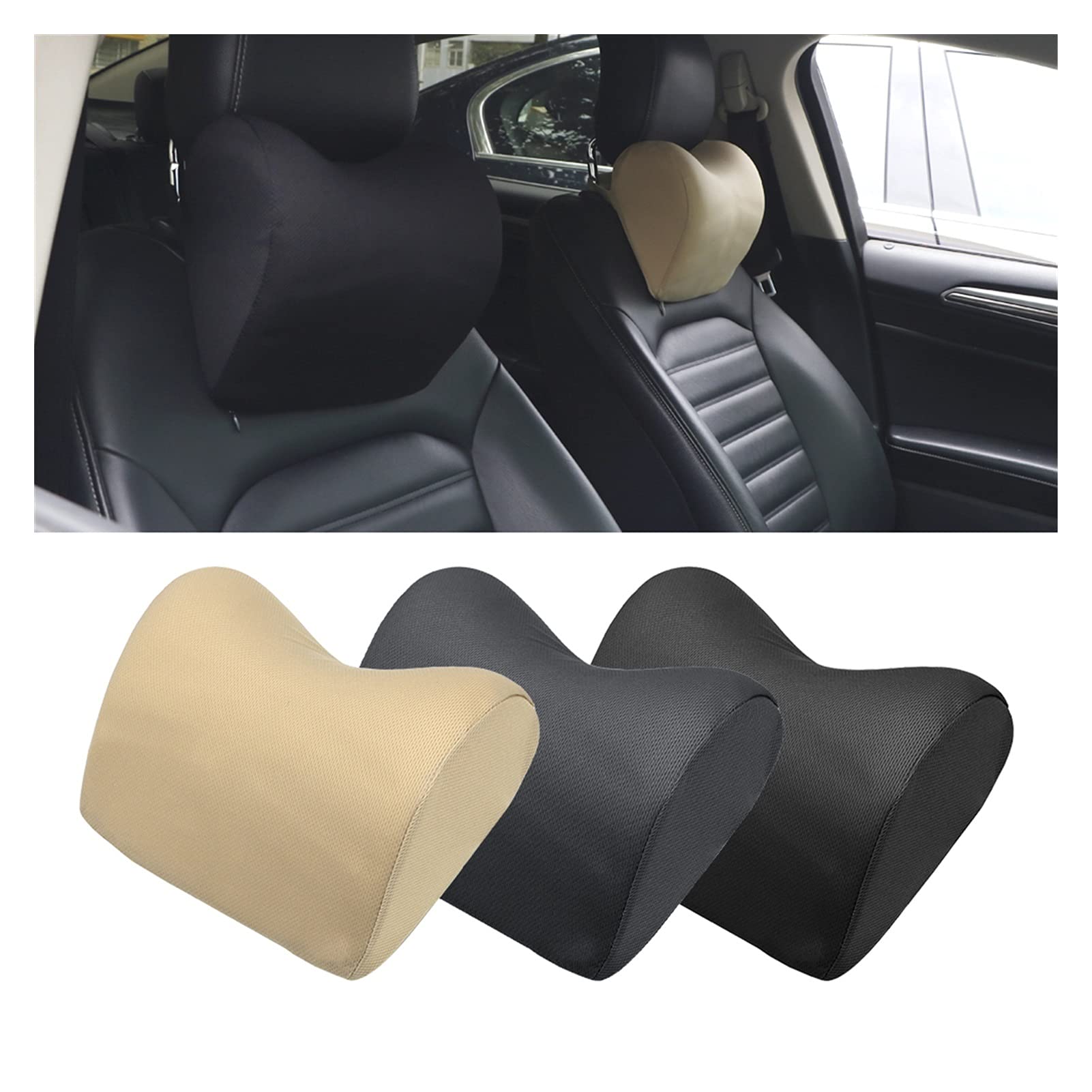 Auto hoofdsteun, flanel PP katoen hoofdsteun kussen neksteun kussen nekkussen roze voor autostoelen voor kantoorstoelen voor thuis voor reizen