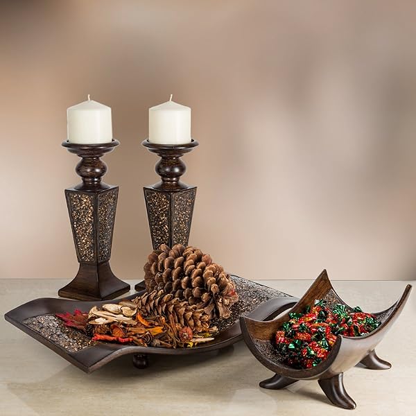 Lovely Dining Room Table Centerpiece Ideas for Every Season 12 Elegant Brown Mosaic Pillar Holders