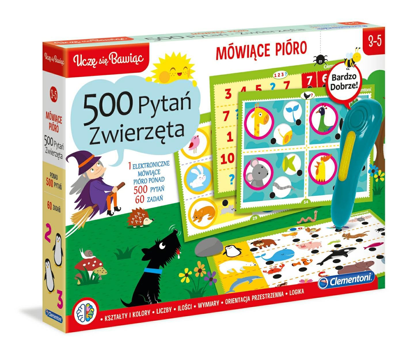 Clementoni Talking Pen, Mówiące Pióro, Umożliwia Poznawanie Zwierząt Przez Zabawę Przy Użyciu Kart I Ponad 500 Quizów! Made In Italy, Wielokolorowe - 50781