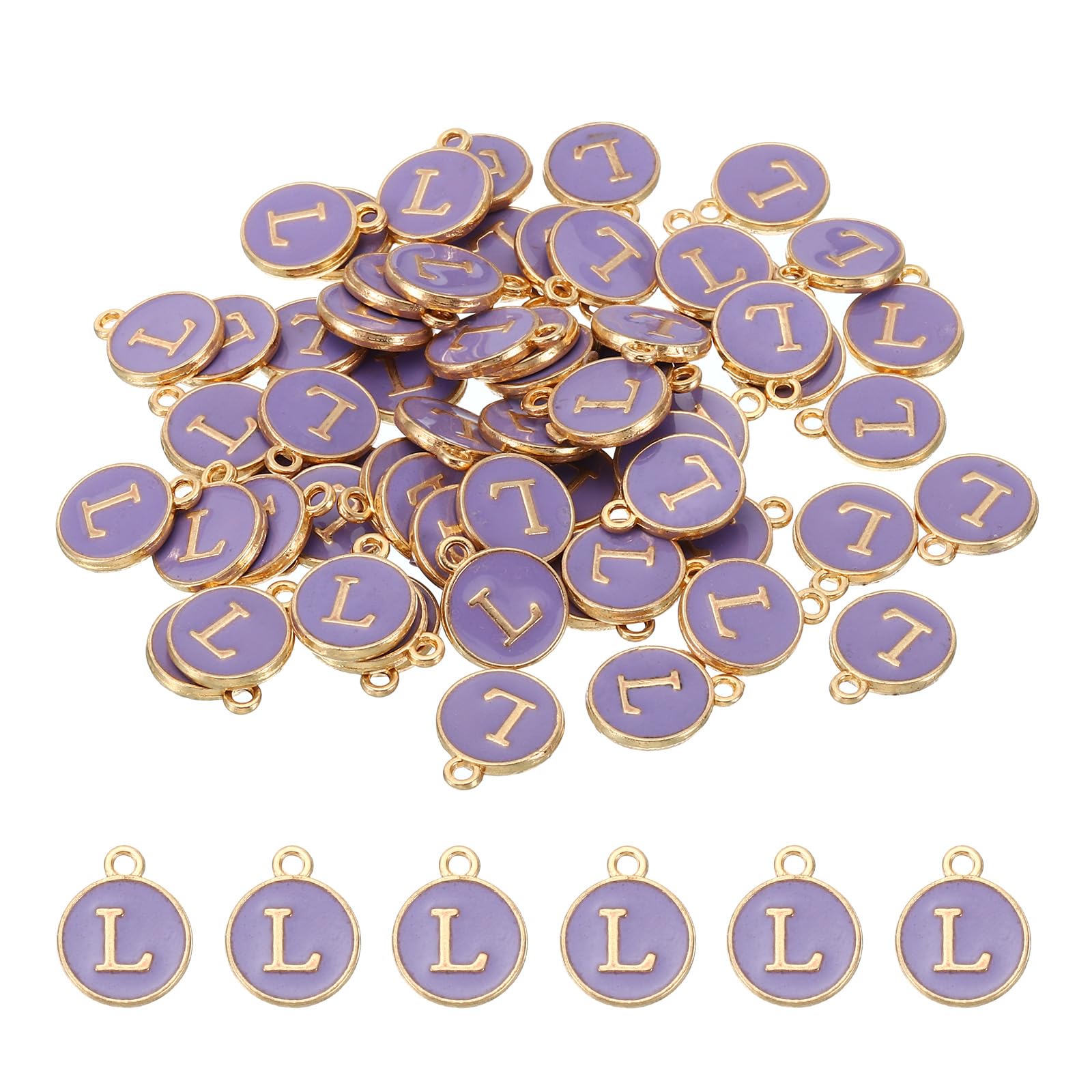 PATIKIL Letter Charm, 60Pcs Double Sided Alphabet Initial Charm Pendants Beads Enamel Charm for Bracelet Necklace Earring DIY Jewelry Making, Purple