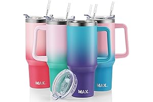 MaxBase 40oz Stainless Steel Tumbler with Handle - Insulated Travel Mug with Lid and Straw