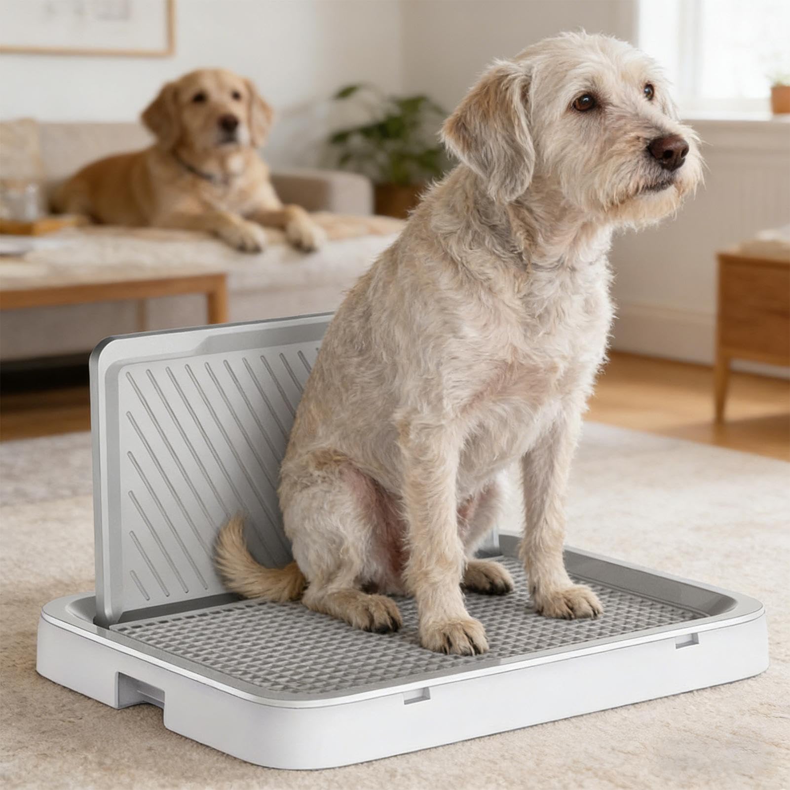Toilettentablett für Hunde, Tablett mit Netz, auslaufsicher und spritzwassergeschützt, für Hunde, Welpen, saugfähige Matte – für Wohnung, Schlafzimmer, Salon, Balkon