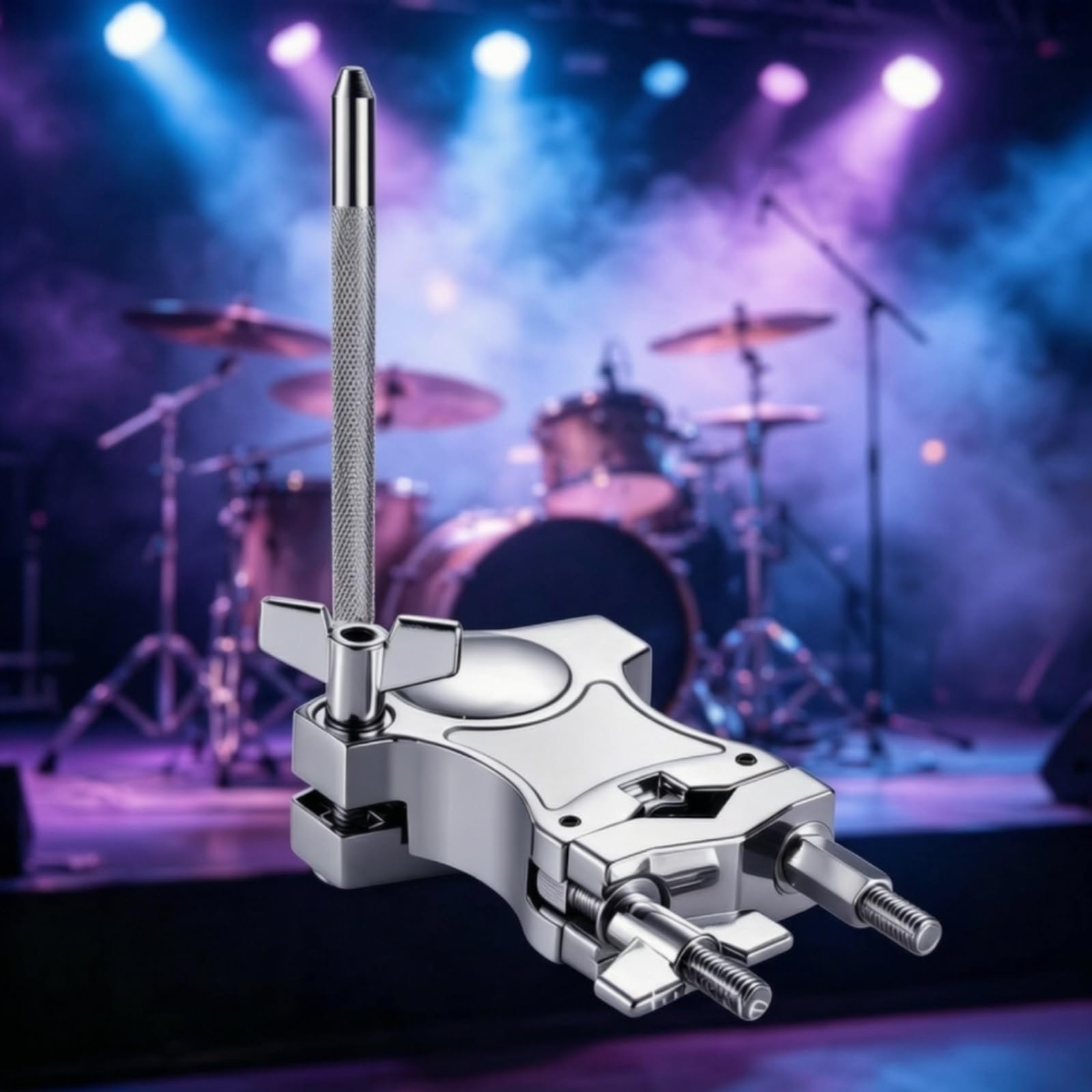 Qianly Morsetto con Asta Zigrinata Regolabile Morsetto di Montaggio Stabile Clamp per Batteristi, Percussionisti, Palco, Sala Prove