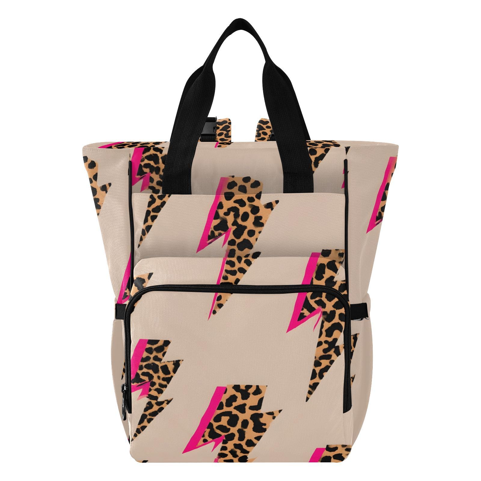 Sac à dos à langer multifonction avec poches isothermes, motif léopard éclair, Motif imprimé léopard éclair, taille unique