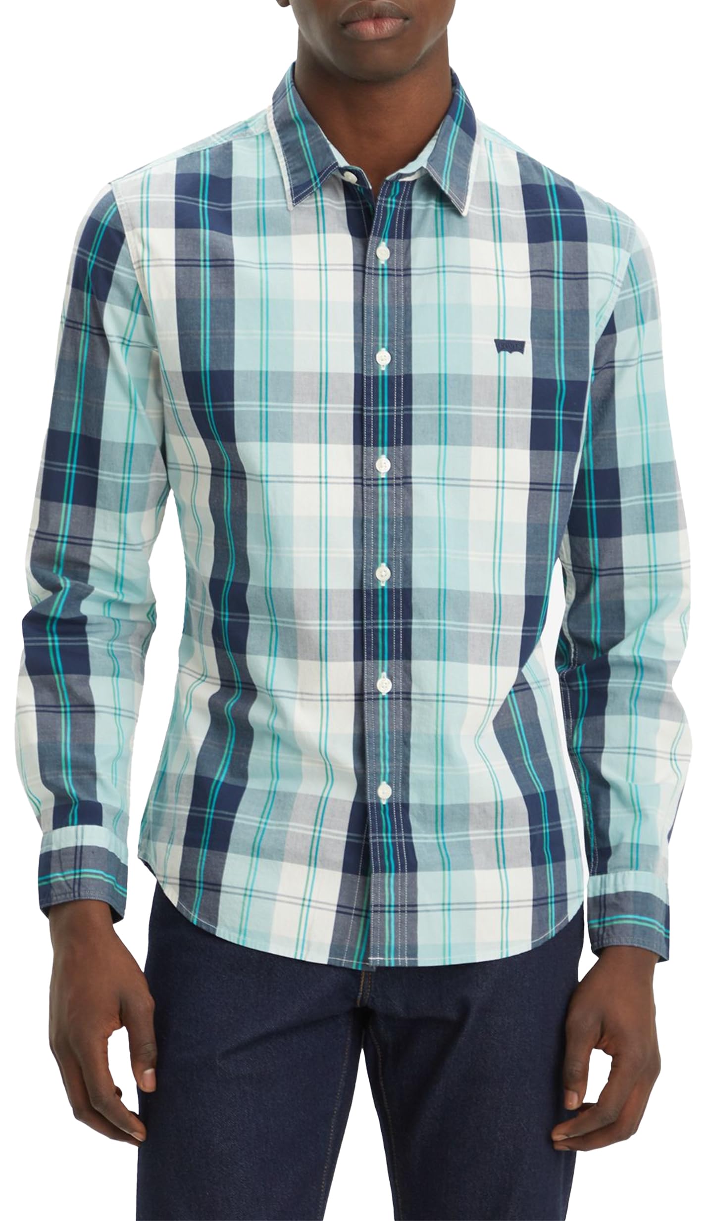 Levi's Herren Hemd Battery Housemark mit Logo, Slim Fit, Blau (Luke Plaid Dress Blues), XL