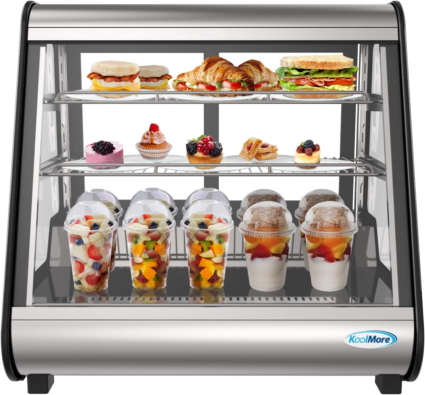 KoolMore - CDC-4C-BK 27" Commercial Countertop Refrigerator Display Case Merchandiser with LED Lighting - 4.6 cu. ft, Black and Stainless Steel (858154008300)