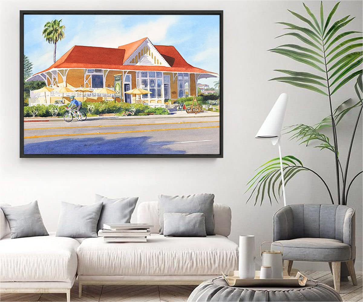 VERRE ART Printed Framed Canvas Painting for Home Decor Office Wall Studio Wall Living Room Decoration (34x22inch Black Floater) - Pannikin Encinitas