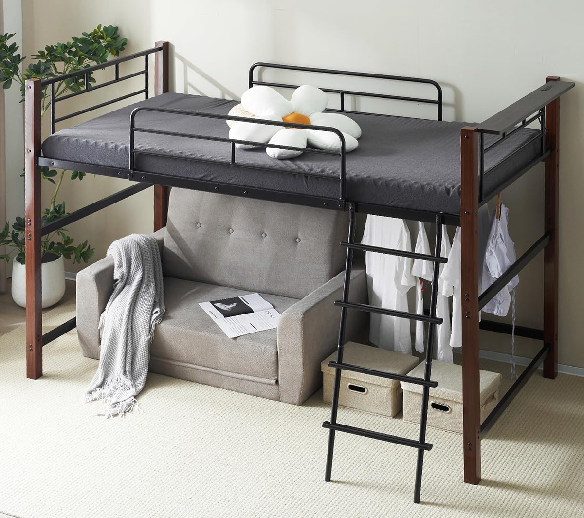 Amazon｜Bennbari ロフトベッド パイプベッド シングル パイプ  