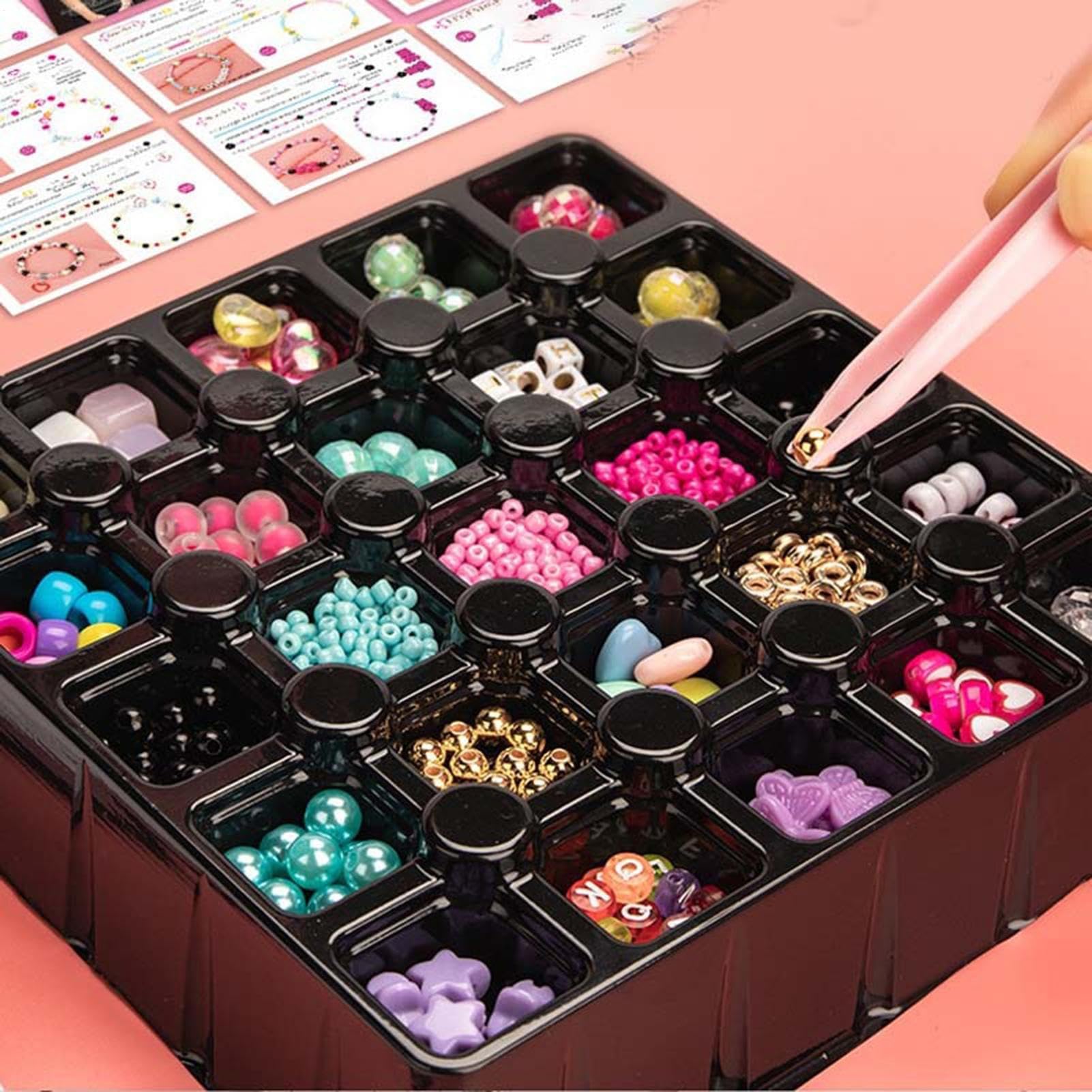 Kit per la creazione di braccialetti con charm, set per la creazione di | bracciali, collane, orecchini, per bambini, ispira immaginazione e creatività, oltre 520 piccoli