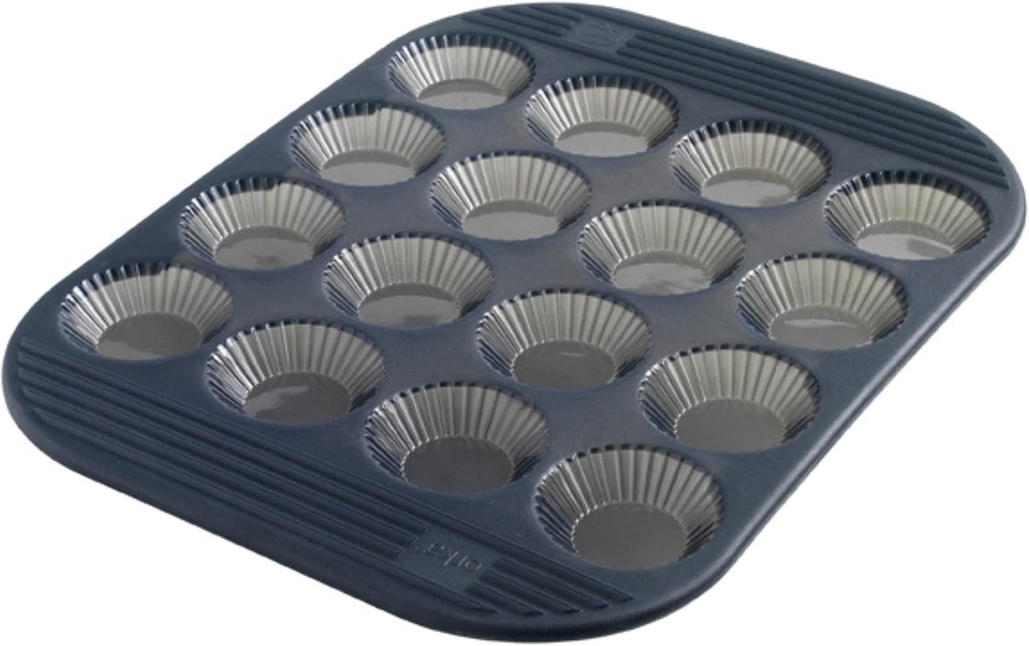 Mastrad Muffin & Cupcake Baking Tray, 16 cups Silicone Non-Stick Muffin Tray Fluted Mini-Tartlet Baking Pan, Dishwasher Safe Baking Tray, Grey 16 Inch Square Silicone Baking Pan