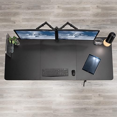 Miniatura 8 de VIVO DESK-KIT-MB7B - Escritorio manual de pie de altura ajustable de 71 x 30 pulgadas, parte superior negra, marco negro, estación de trabajo de pie