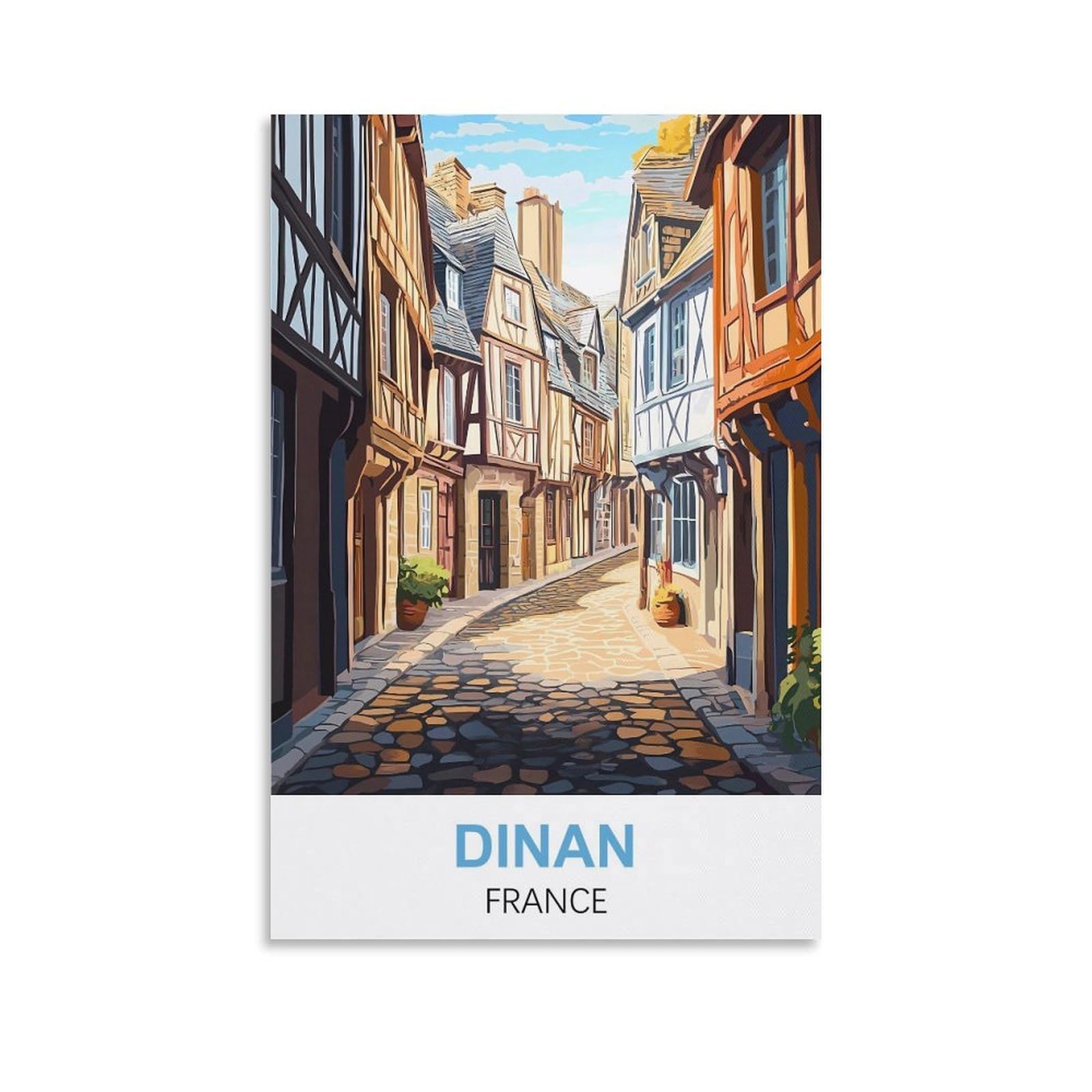 HYBFQXELL Dinan France Vintage Travel Poster 08x12inch(20x30cm) Canvas Picture Prints Wall Art
