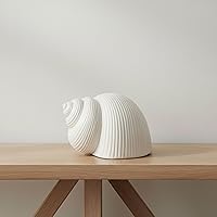 SagebrookHome Stoneware Seashell Figurine 6x5x4 White - Coastal Decor Sculpture for Shelf Table Bedroom Living Room Minimalist Home Accents