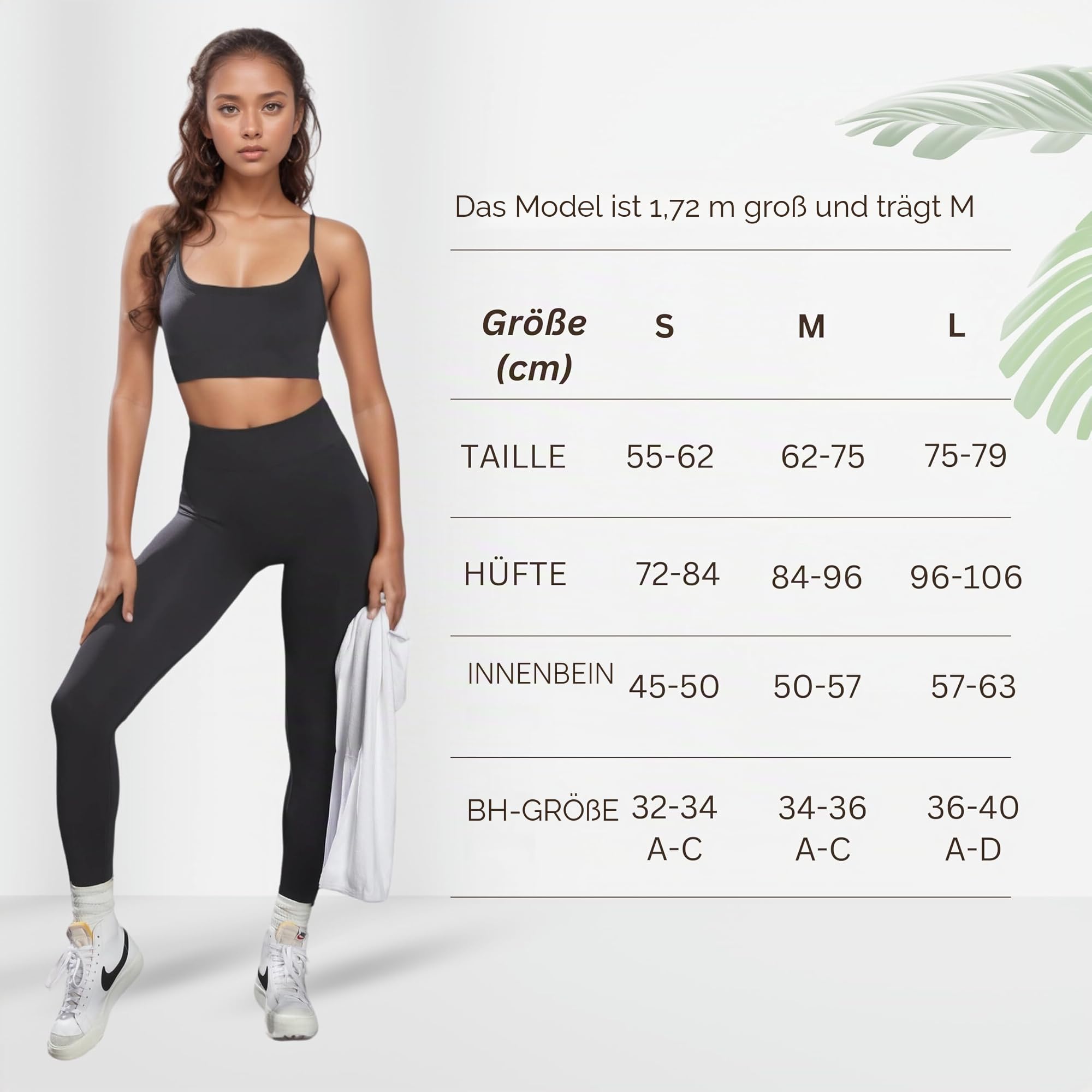 2-teiliges Gym Set für Damen, Sport Set für Frauen, Gym Leggings + Sport BH für Frauen, High Waist, Yoga Leggings Damen, Booty Scrunch, Blickdicht, Workout-Set