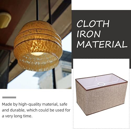 Miniatura 4 de Pantalla cuadrada de repuesto para lámpara de lino natural, rectangular, tapa dura, de construcción, pantalla de repuesto, cubierta de lámpara de