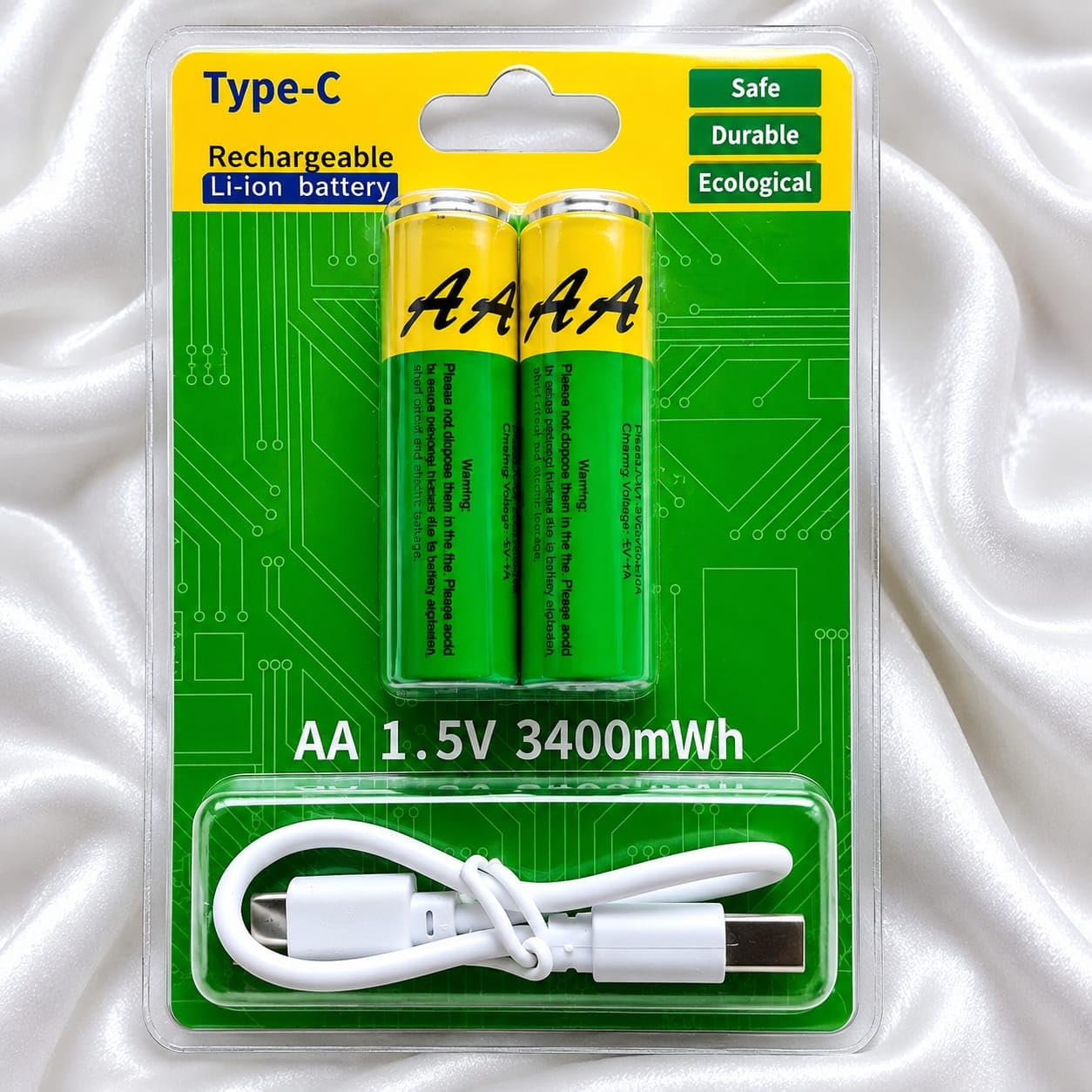 USB Type C Rechargeable AA Batteries 2 Pack 1.5V 3400 mWh Li-ion Battery Cells with Charging Cable, Fast Charge Double A Battery Set with Multi Protection for Remote Toys Gadgets-picture-42