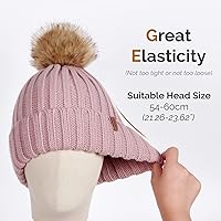 Vista 4 de FURTALK - Gorro de punto para el invierno con pompón de piel sintética, cálido, para mujeres