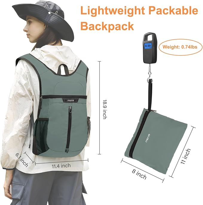 Mochila ligera para senderismo y viaje, plegable, con bolsillo frontal miniatura 2