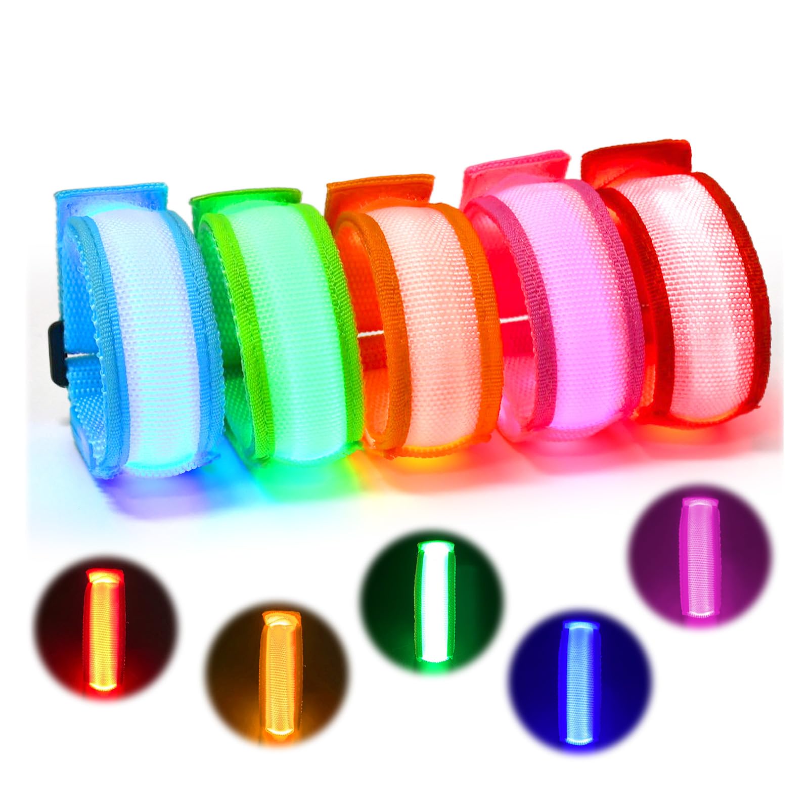 EKKONG Brazalete LED Pulseras Luminosas Pulsera Luminosa LED Fiesta 5 Piezas Artículos Fiesta Oscuros para Conciertos, Festivales, Deportes, Fiestas, Salidas Nocturnas