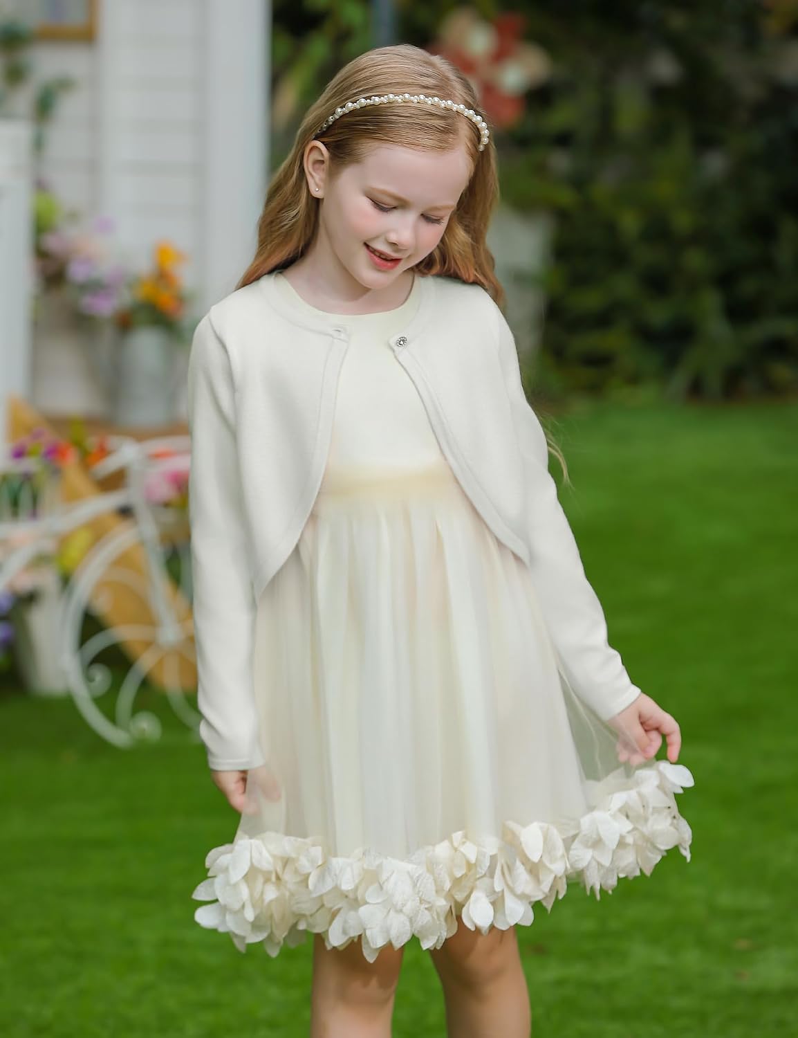 Yekaty Girls Sweaters Long Sleeve Cardigan Bolero Shrugs Button Down Closure Cover Up Tops for Toddler Kids 4-12 Years