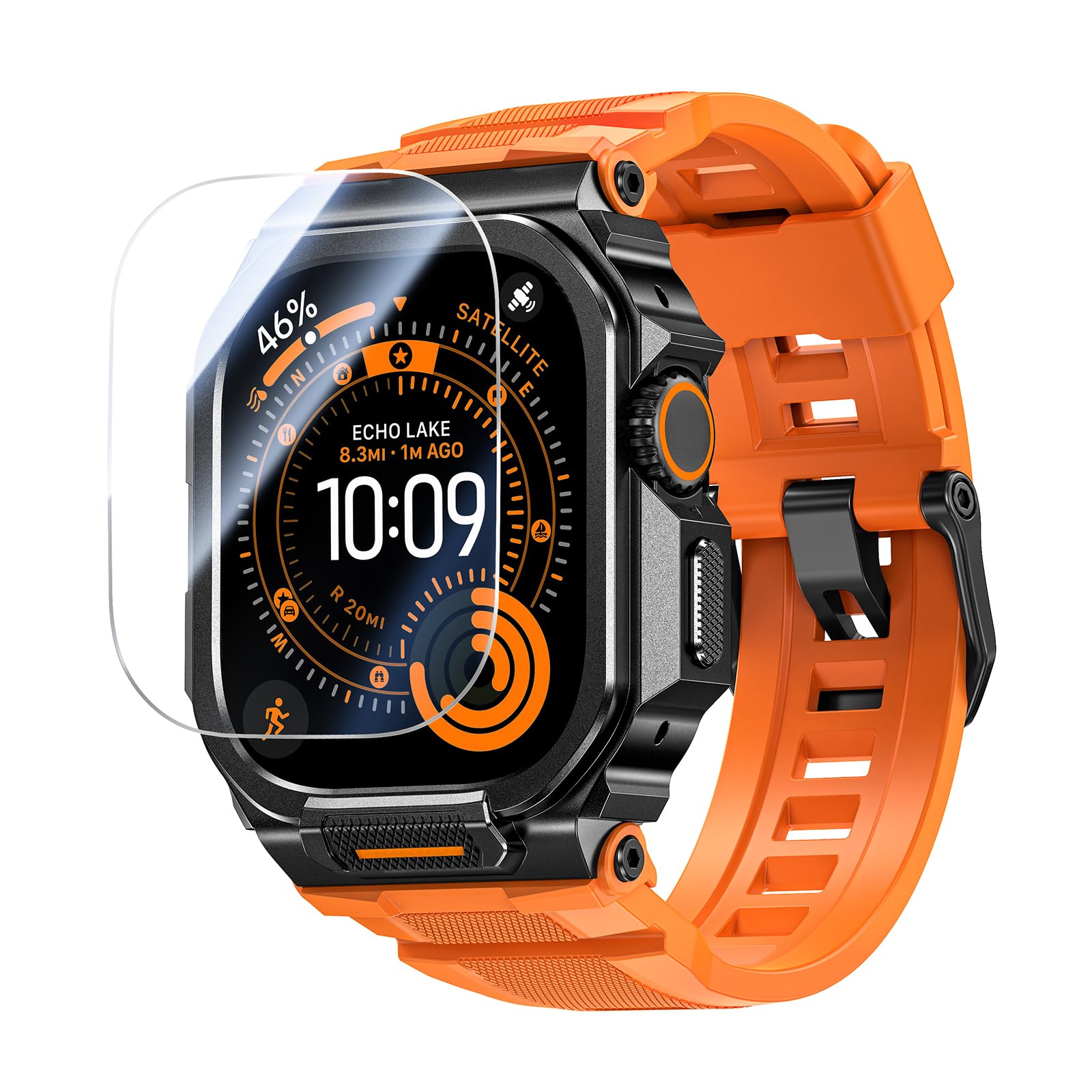 Neitra Metallhülle mit Armband für Apple Watch Ultra 3/2/1 49 mm mit Displayschutz, 360° Einteiler-Abdeckung, Schutz vor Stürzen & Staub, Zugriff auf die ECG-Krone, für Sport & Alltag