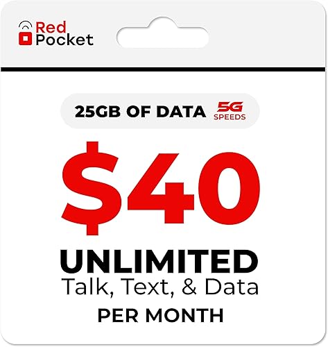 Miniatura 1 de Red Pocket Mobile Plan telefónico con tarjeta SIM gratuita 20mes  3 GB de alta velocidad 5G y 4G LTE conversaciones y texto ilimitados CDMA