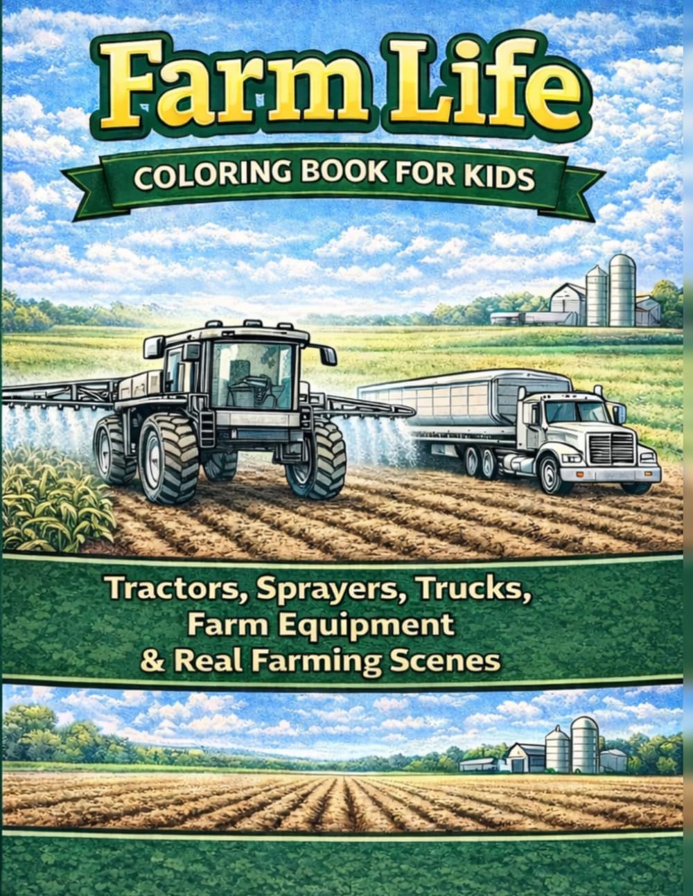 Farm Life Coloring Book for Kids: Tractors, Planters, Sprayers, Trucks & Real Farming Scen (Ages 6–10)