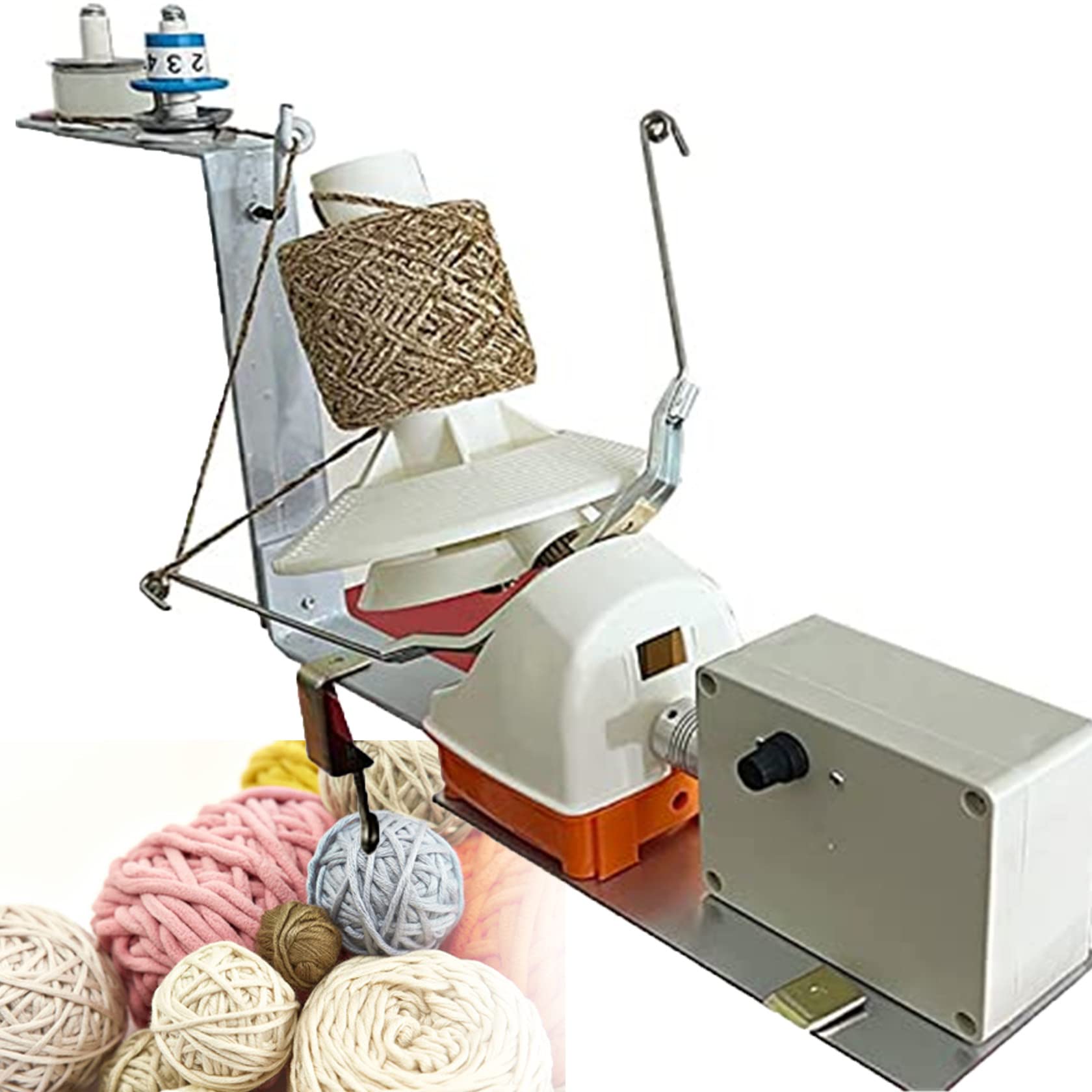 Bobinadora AutomáTica De Bolas De Hilo, Conjunto De Bobinadora De Bolas De Hilo, Velocidad Ajustable, Bajo Nivel De Ruido, para Bobinadora De Bolas De Hilo De Metal/Lana/Cuerda/Nylon Gear