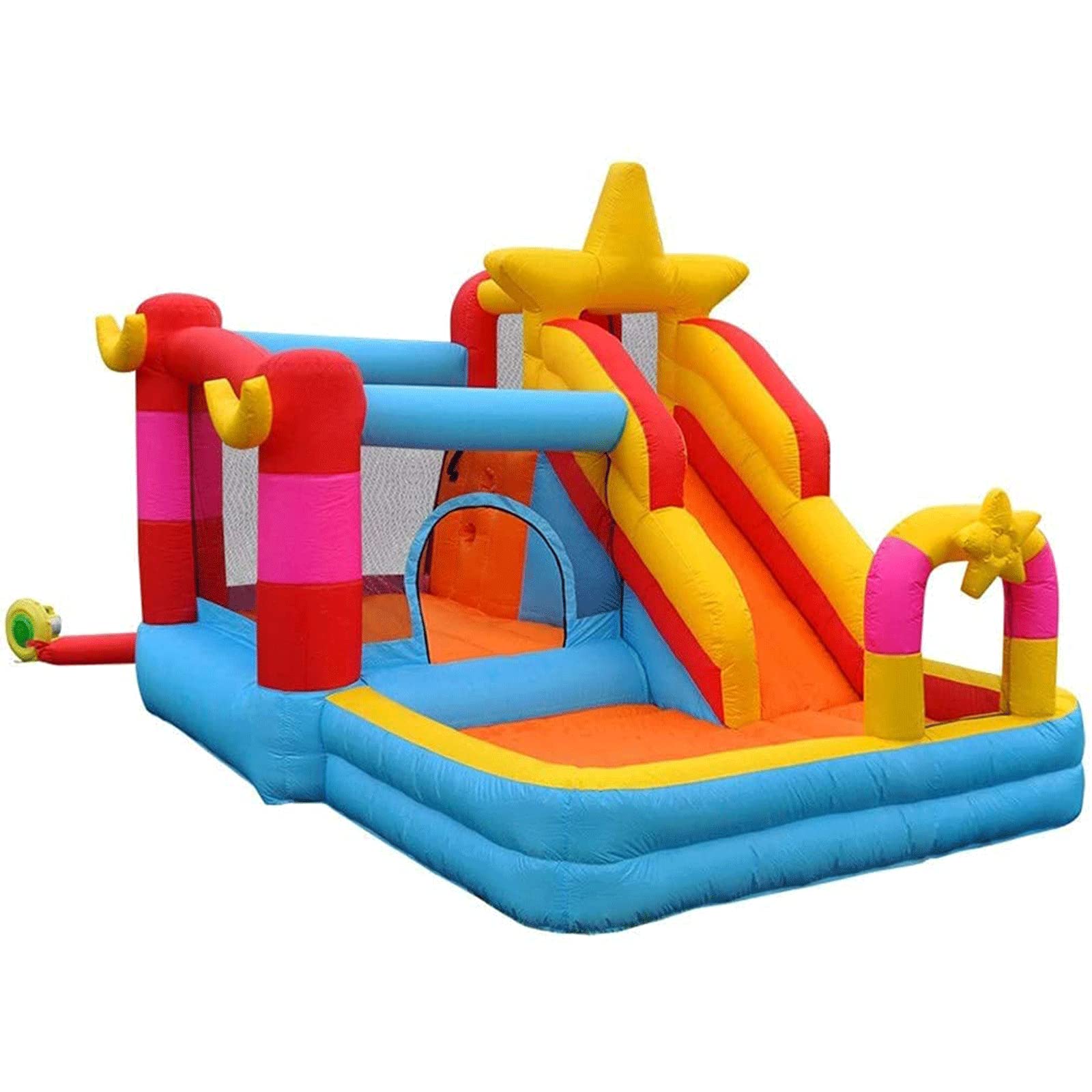 OPFdfhDFH Inflatable castles, Extra Thick Bouncy Premium Quality Castle Inflatable Bounce House with Star Decoration Durable Jumping