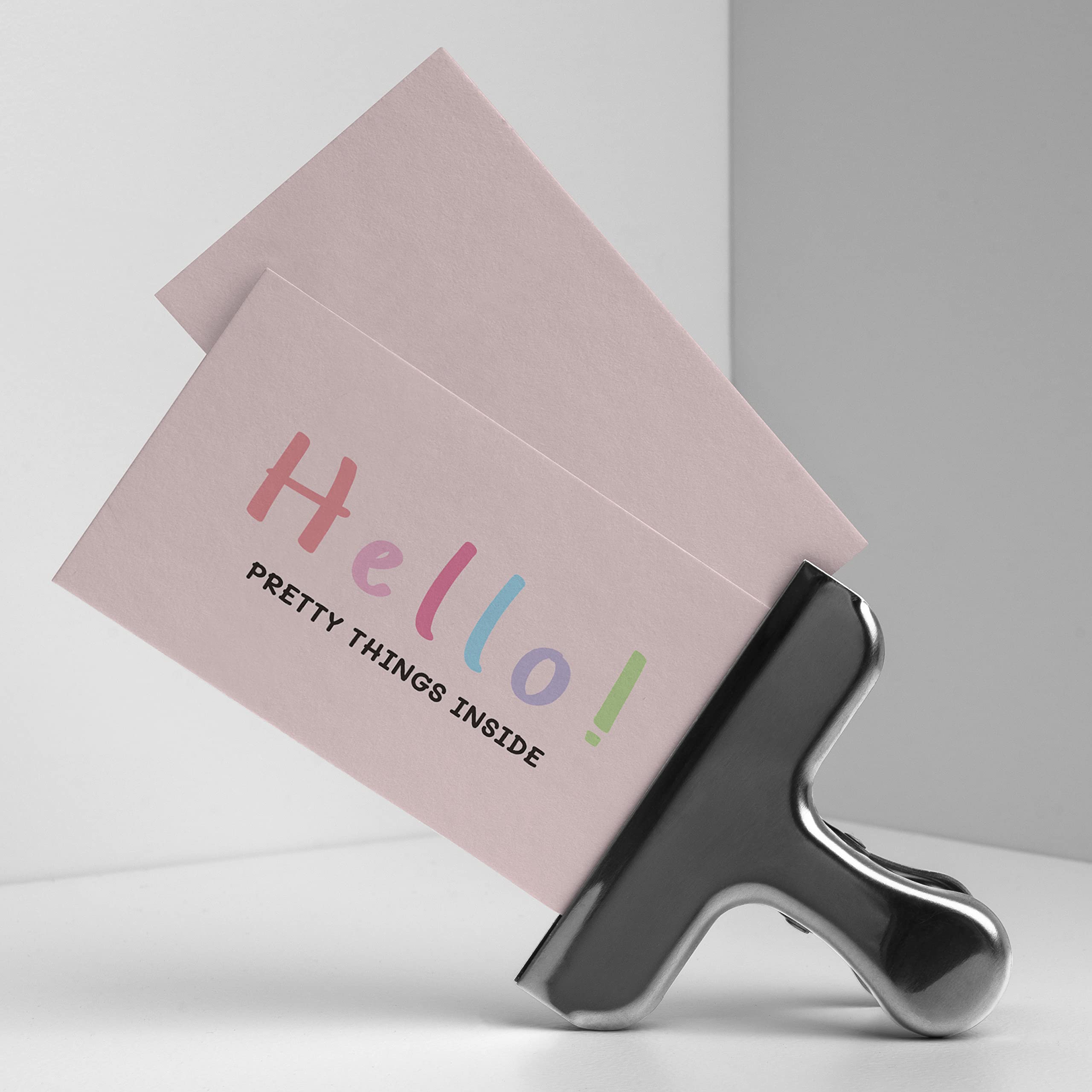 Biglietti Di Ringraziamento ITZAMNA Per Ordini – Con Scritta 'Hello Pretty Things Inside', Rosa, Formato 8,9x5,1 Cm, Confezione Da 100, Per Negozi E Artigiani