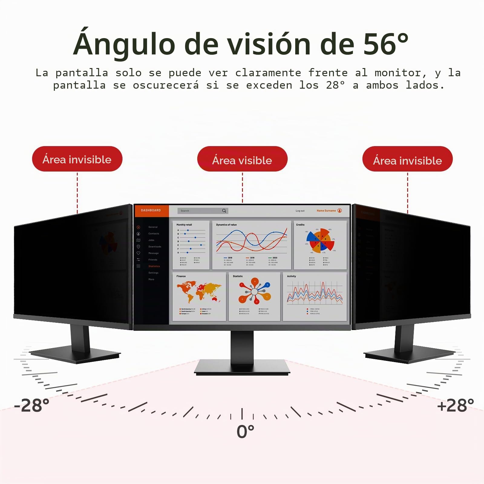 BERSEM Filtro de pantalla de privacidad extraíble de 24 pulgadas para monitor de relación 16:9, antiespía, antirreflejos, antiarañazos, bloqueo UV