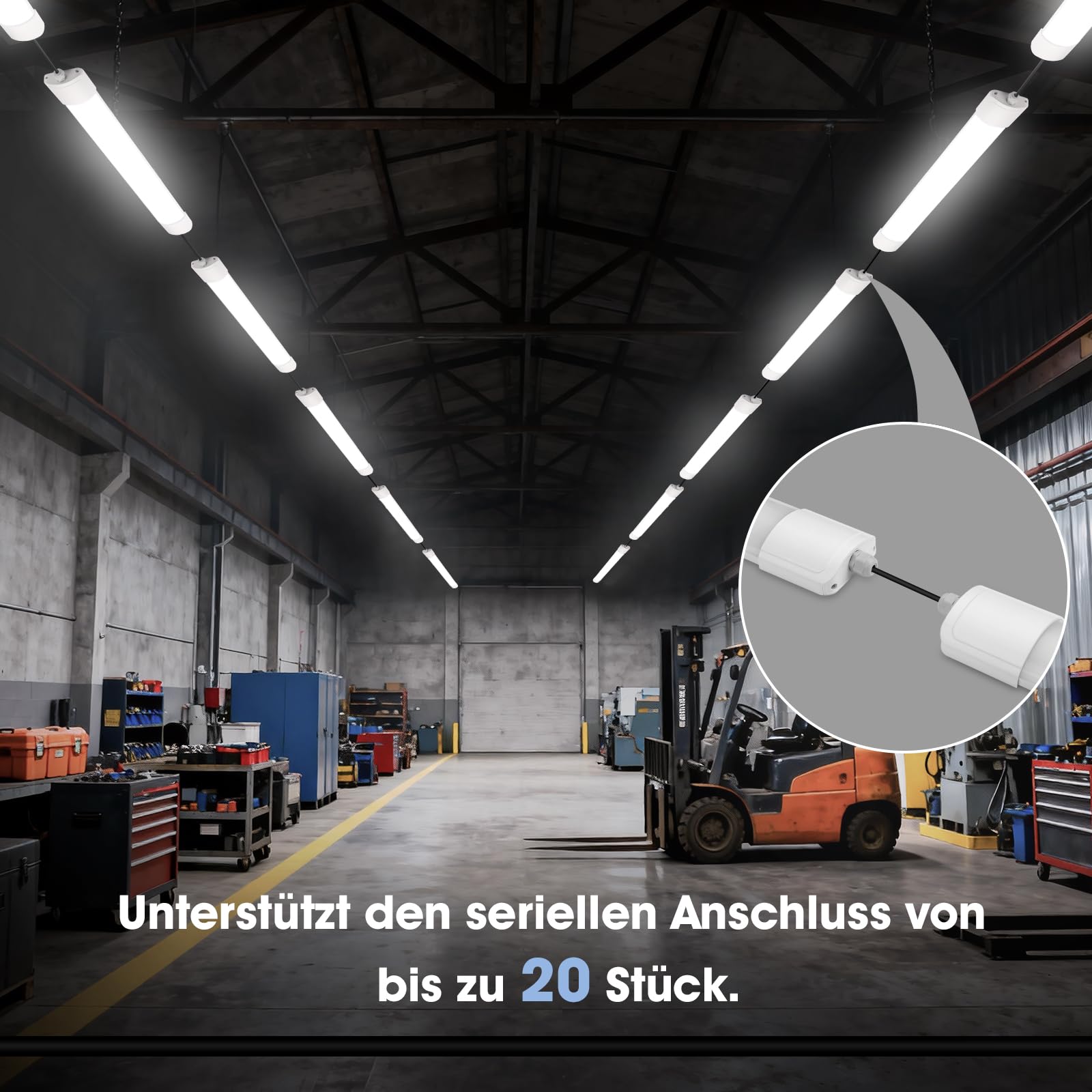 Feuchtraumleuchte LED 120CM, 36W 4200LM Kellerlampe LED Röhre mit IP65 Wasserfest Lichtleiste, Deckenleuchte Flach für Büro Küche Keller Garage Lager Flur