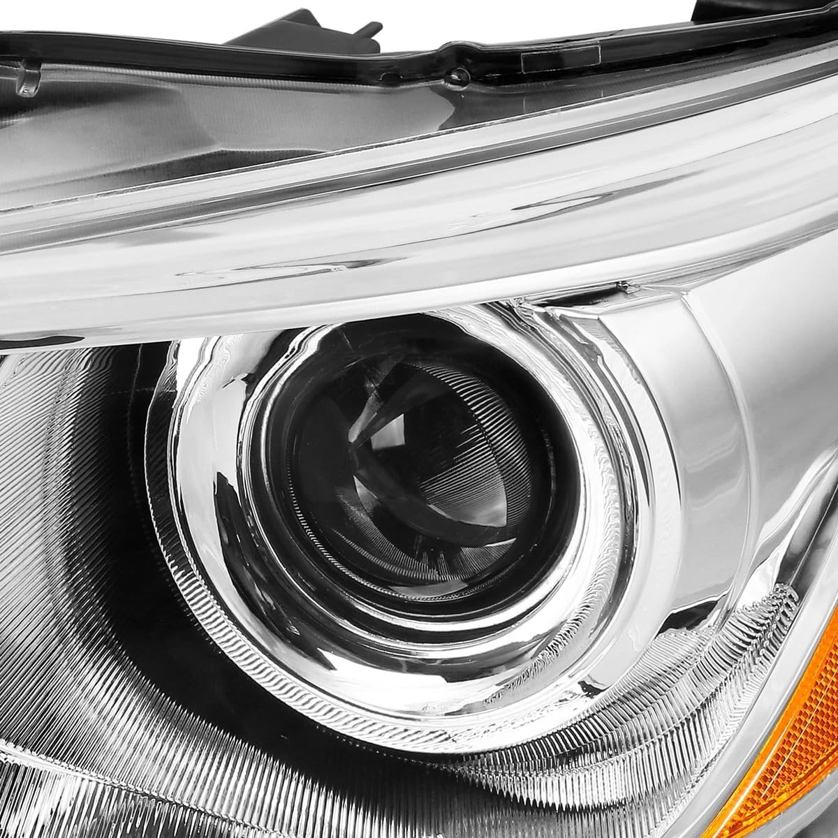 Headlights Assembly Pair for 2015 2016 2017 LE SE XLE Toyota Camry Halogen Headlamps Head Lights Replacement Left Driver and Right Passenger Side,Chrome Housing Amber Reflector