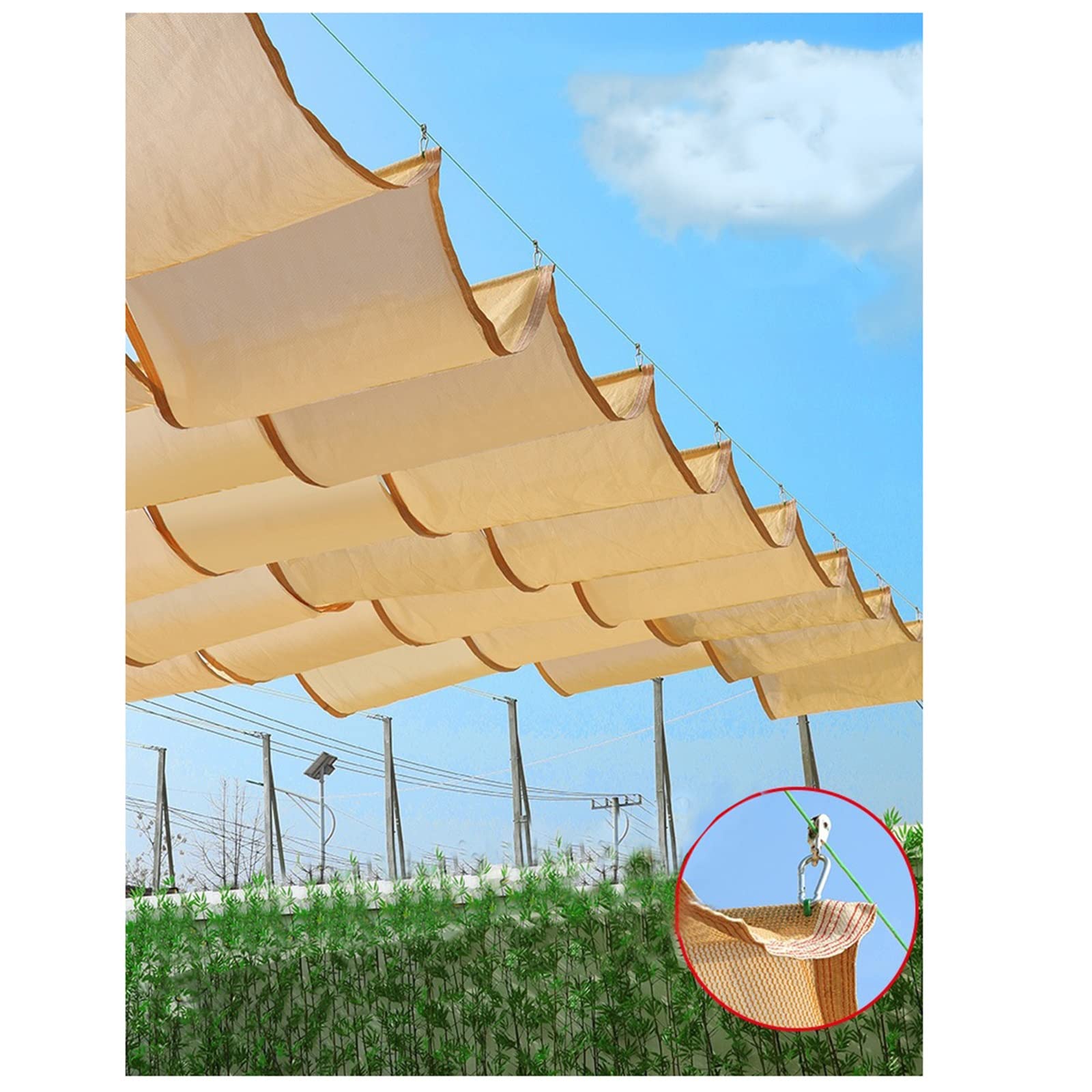 Outdoor Wasserdicht Pergola Markise 3x3,5M UV-Block 95% mit Befestigungsseilen Beige Garten