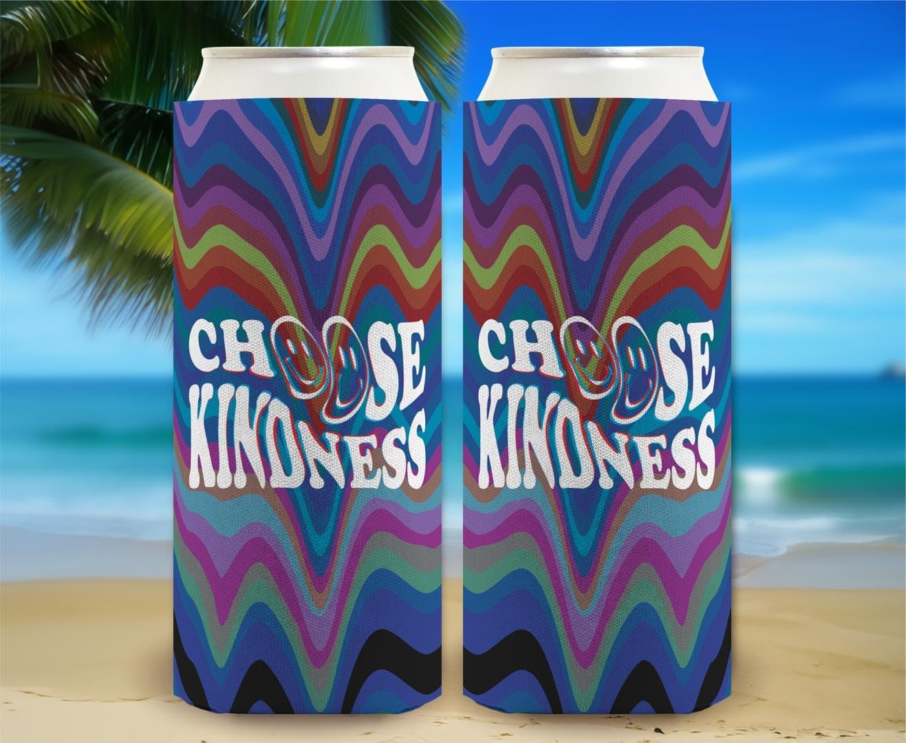 Inspirational Gifts For Men Choose Kindness Positive Vibes Smiley Face 12-Pack Ultra Slim Can Thermocoolers