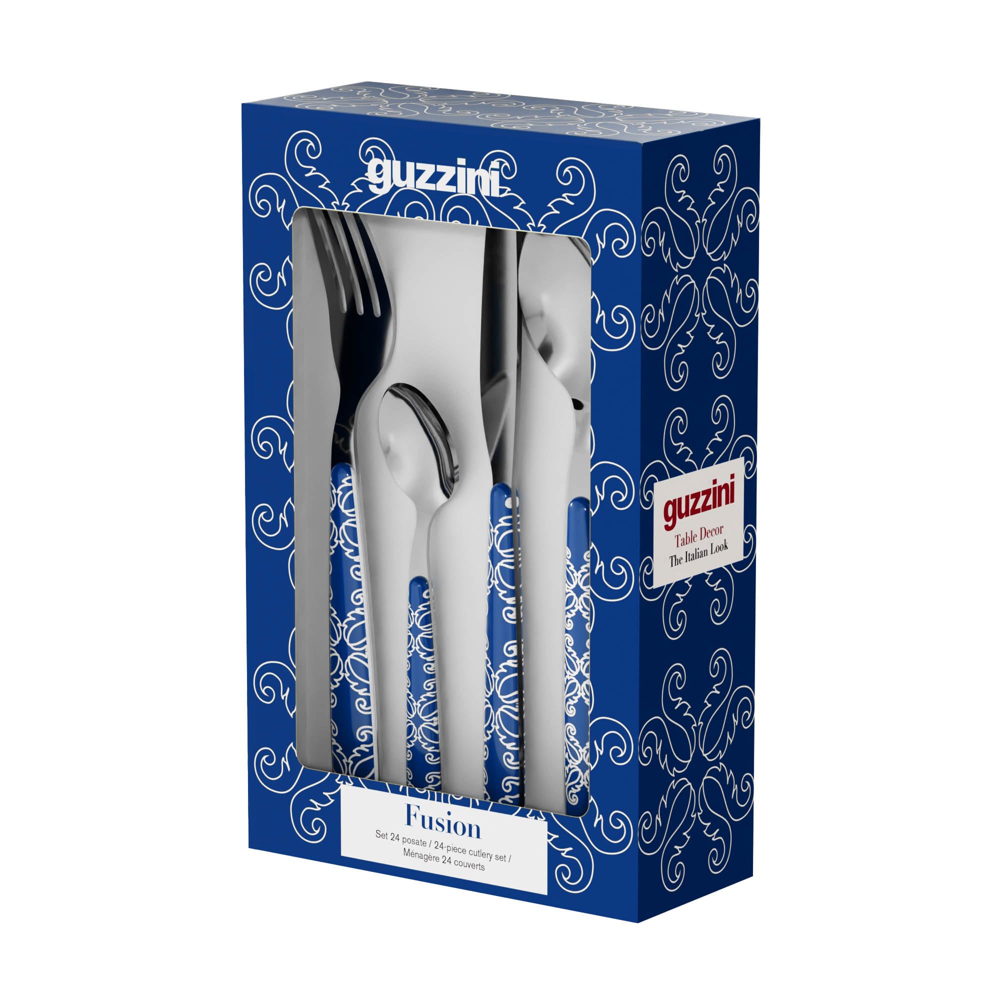 Guzzini - FUSION Set de 24 Couverts - Bleu Méditerranée - 28195076