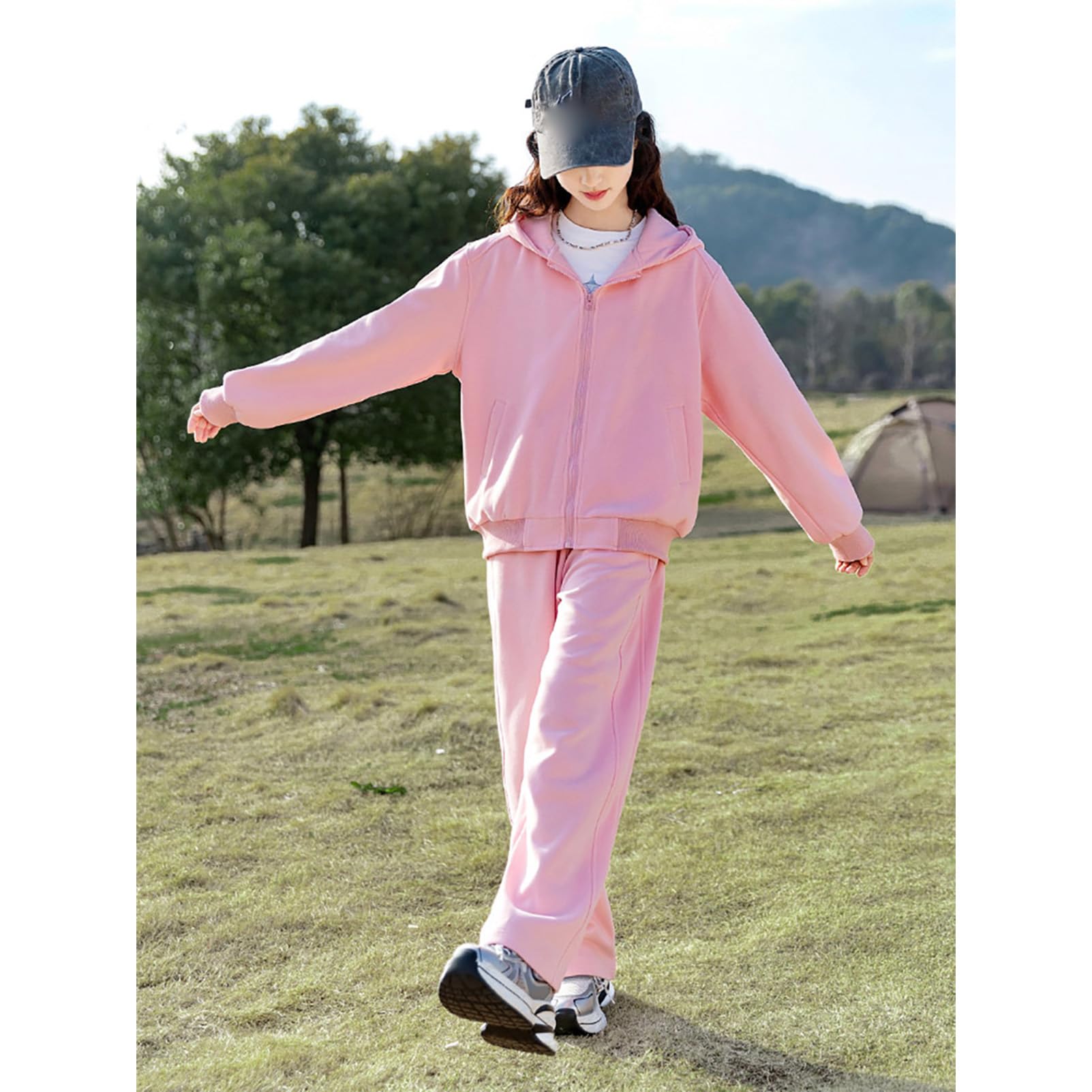 amropi Filles Ensemble de Survêtement Veste à Capuche et Jogging Pantalon 2 pièces Sport Vêtement pour 3-13 Ans