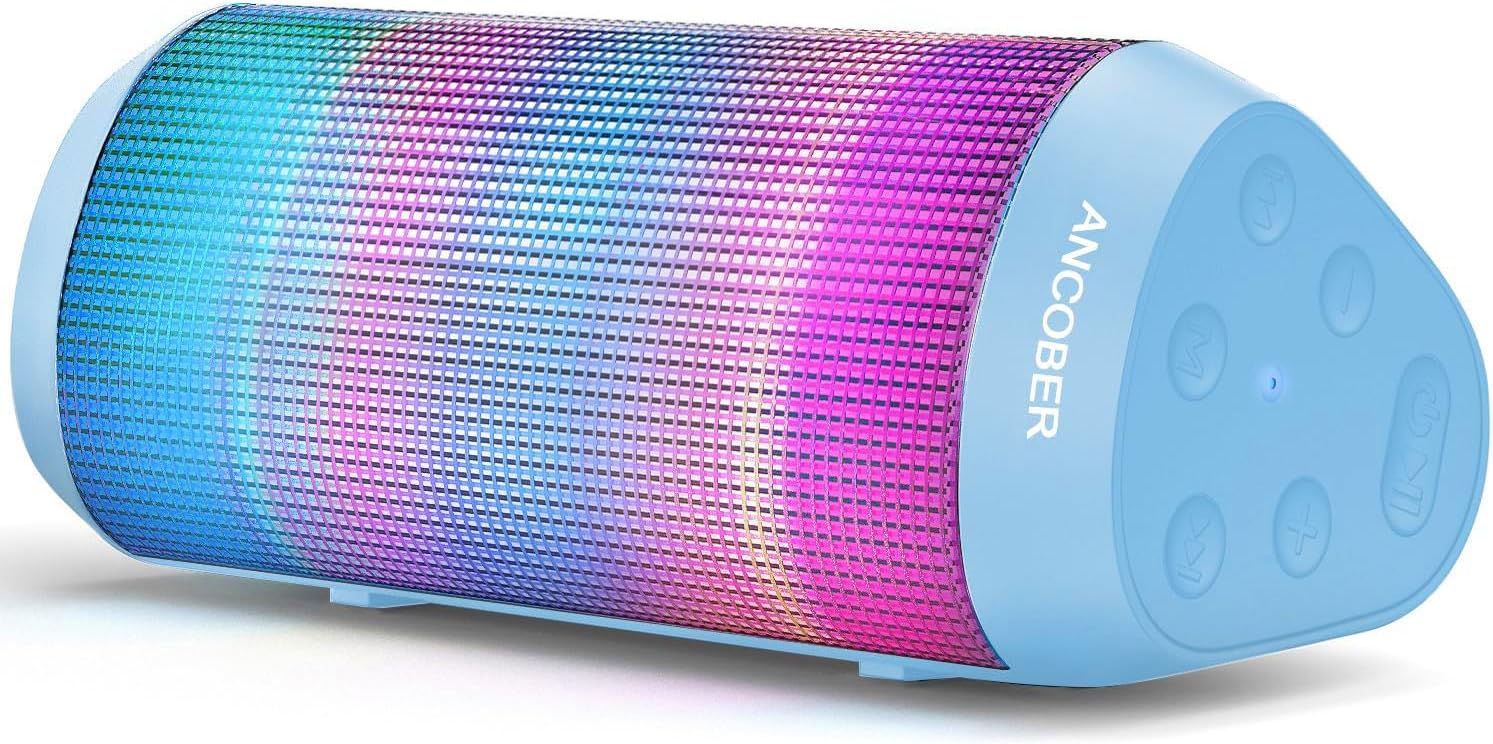 Portable Bluetooth Speaker Wireless with Cool LED Lights, 15W HD Loud Sound Small Speaker, IPX4 Waterproof, BT5.3, TWS Surround Stereo Pairing, for Outdoor Home Party, Electronics Gadgets, Ideal Gifts