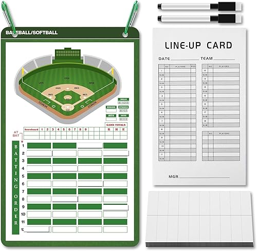 Juego de tablero magnético de béisbol con 100 hojas de alineación de tarjetas, 80 pestañas de alineación, 2 ganchos a presión, 2 marcadores de