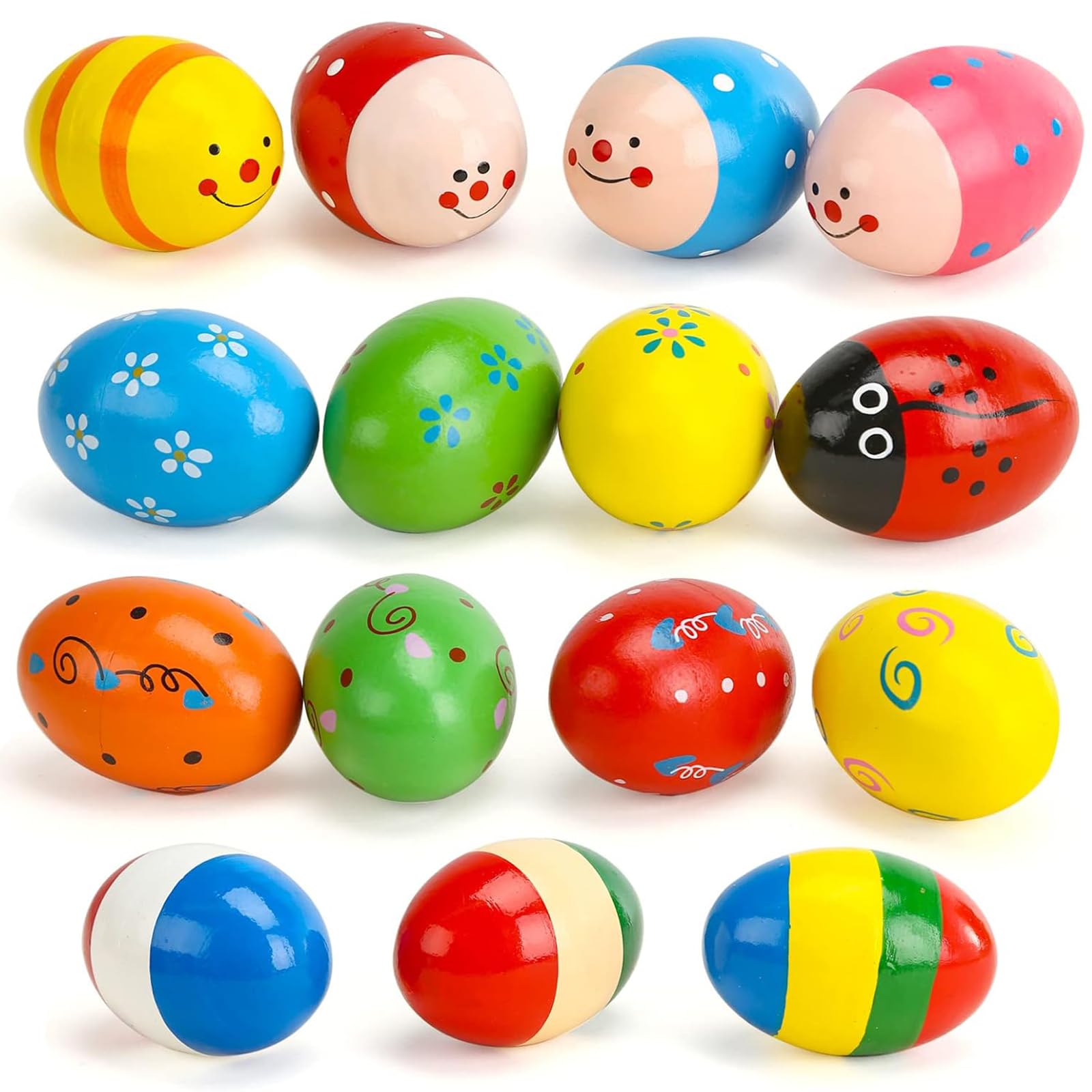 POPLAY 15PCS Egg Shakers, Maracas for Kids Musical Instruments for Babies Hand Percussion Shakers Musical Eggs for Easter Basket Stuffers Party Favors