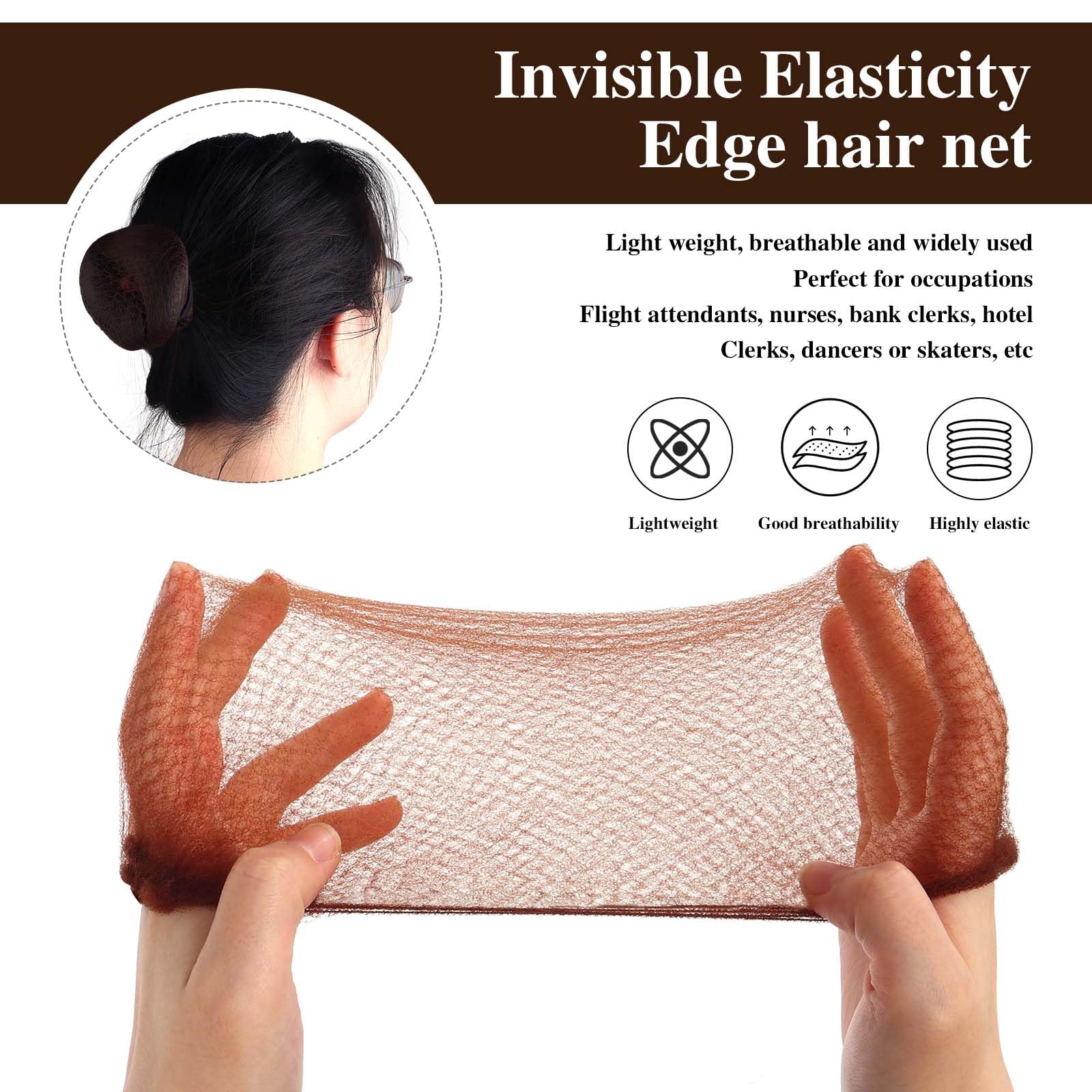 Dimeho Unsichtbare Haarnetze 20 Stück Bun Netze Haarnetze Elastisches Perückennetze, Individuelles Paket Haar-Dutt-Netz für Tanz Ballett Dutt-Maker, Kinder, Mädchen, Frauen haardonut (braun)