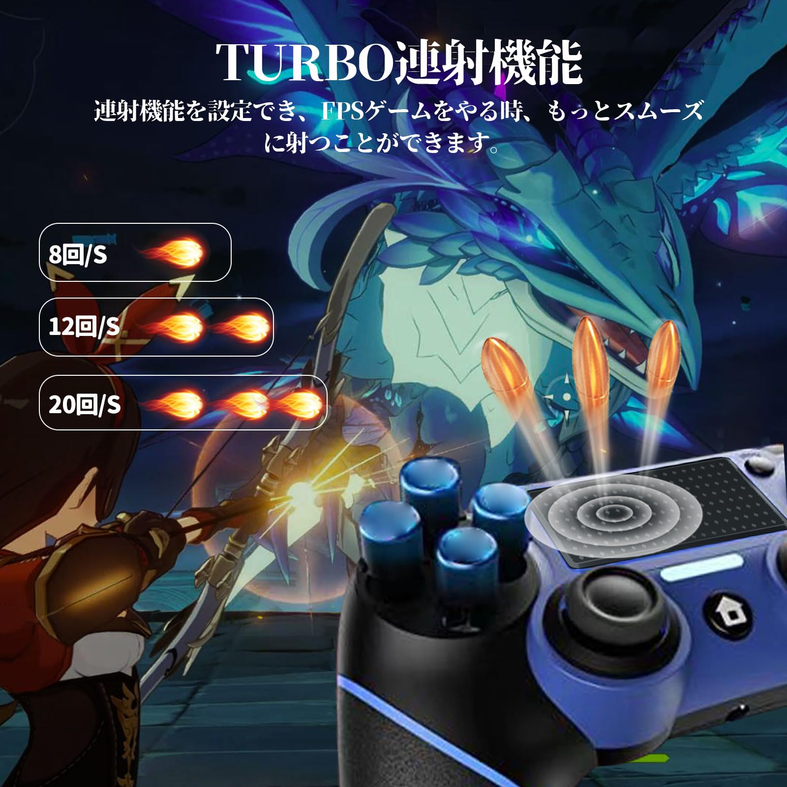 P4 Controller with Back Button (Latest Version) Wireless Controller, Program Editing Function, 1,000 mAh, High Capacity, Wireless Controller, Bluetooth Connection, TURBO Fire Function, Gyro Sensor Product Image 2