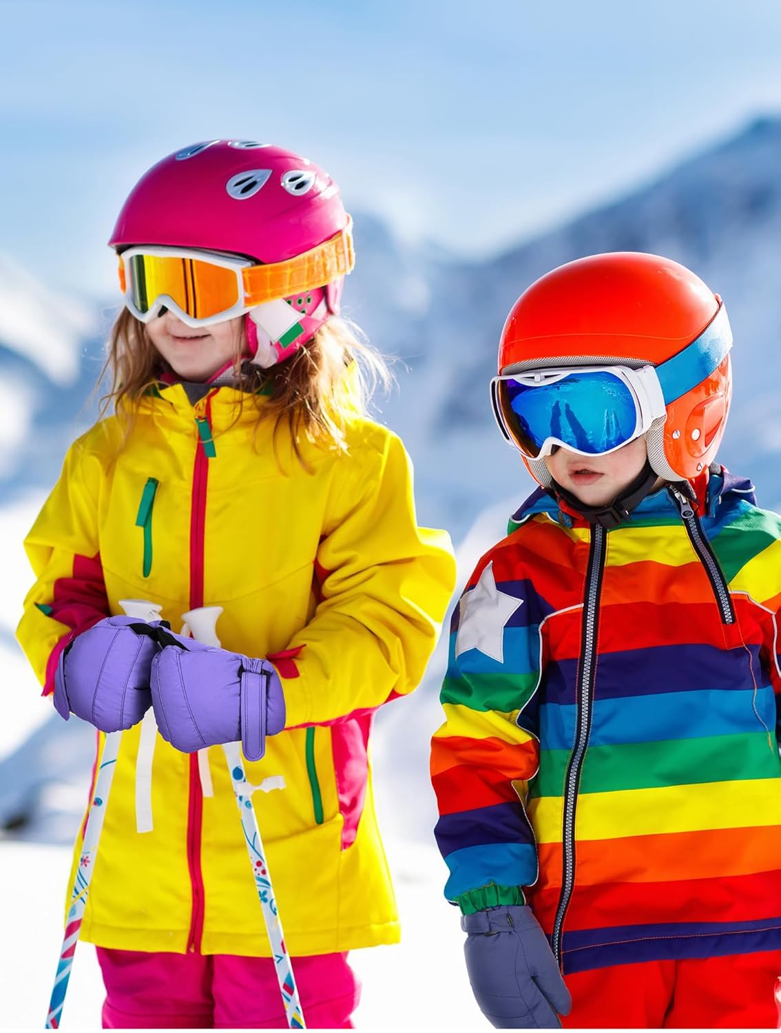 SATINIOR Kids Snow Mittens Waterproof Winter Ski Gloves Warm Thicken Snow Gloves for Girls Boys - Image 2