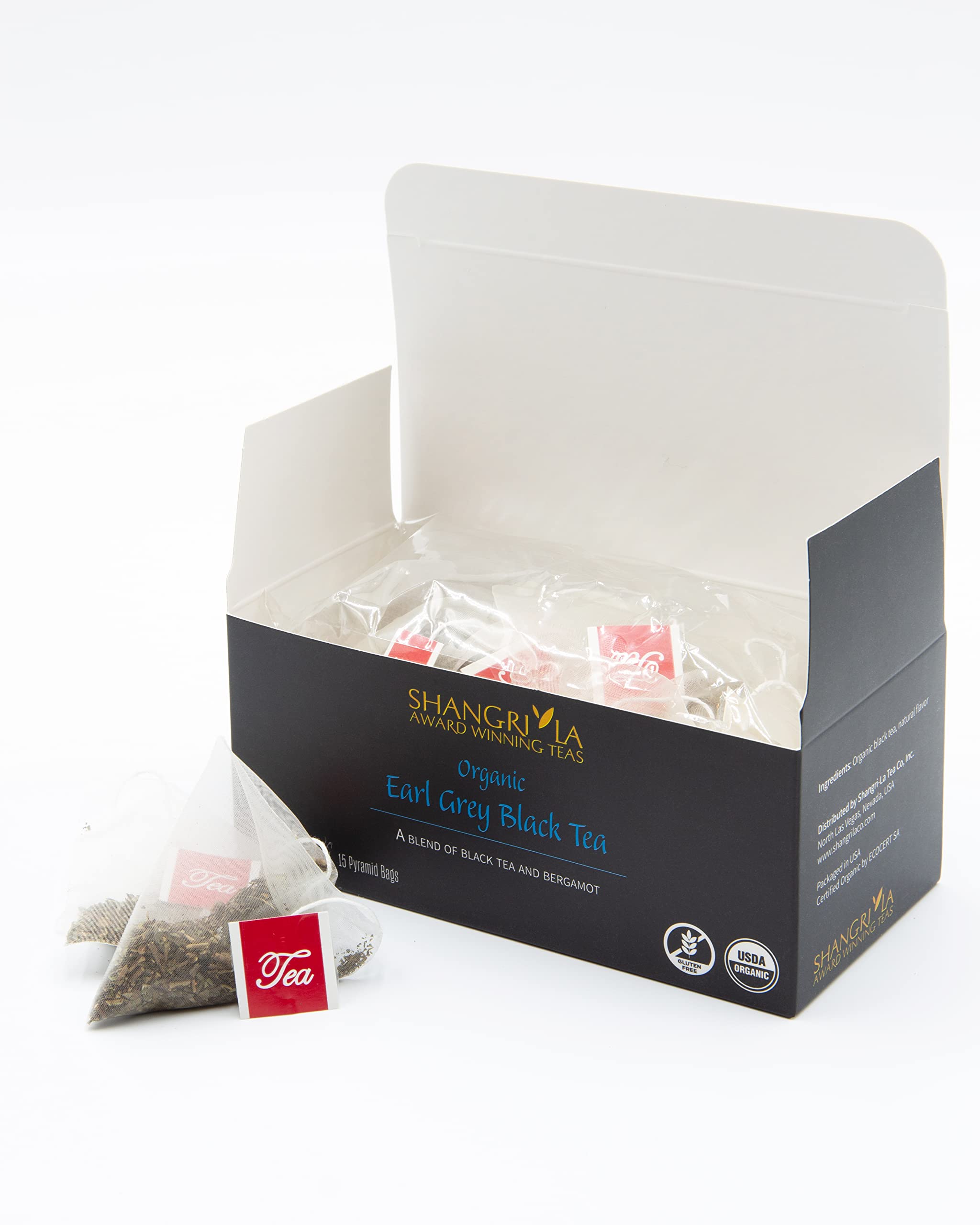 Shangri La Wellness Tea, Organic Earl Grey Black Tea, 2 pack of 15 Sachet Tea Bags Each, Black Tea, Bergomot and Citrus