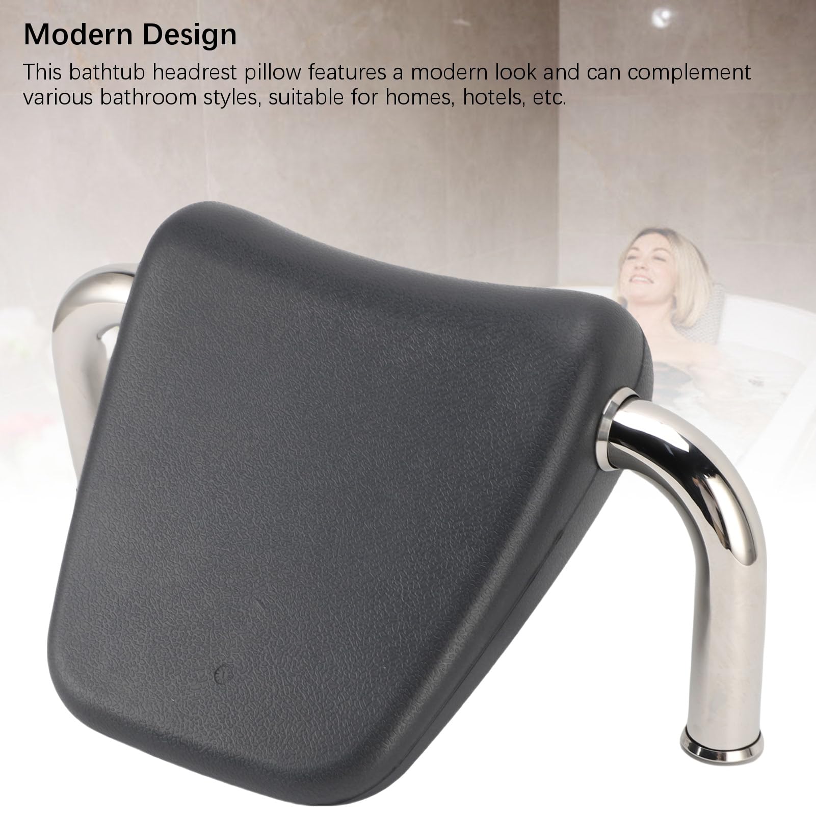 Almohadas Baño SPA, 14,96 X 9,84 X 9,65 Pulgadas, Almohadas Bañera Prueba Agua, Reposacabezas Bañera con Soporte Acero Inoxidable para Hogar, Hotel, Baño, Hidromasaje