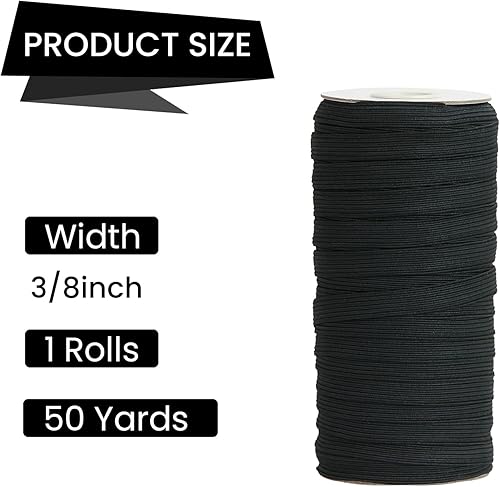 Miniatura 16 de Banda elástica plana para costura, 1/4 de pulgada, 50 yardas de alta elasticidad, cuerda elástica blanca, carrete elástico de punto para coser Blanco